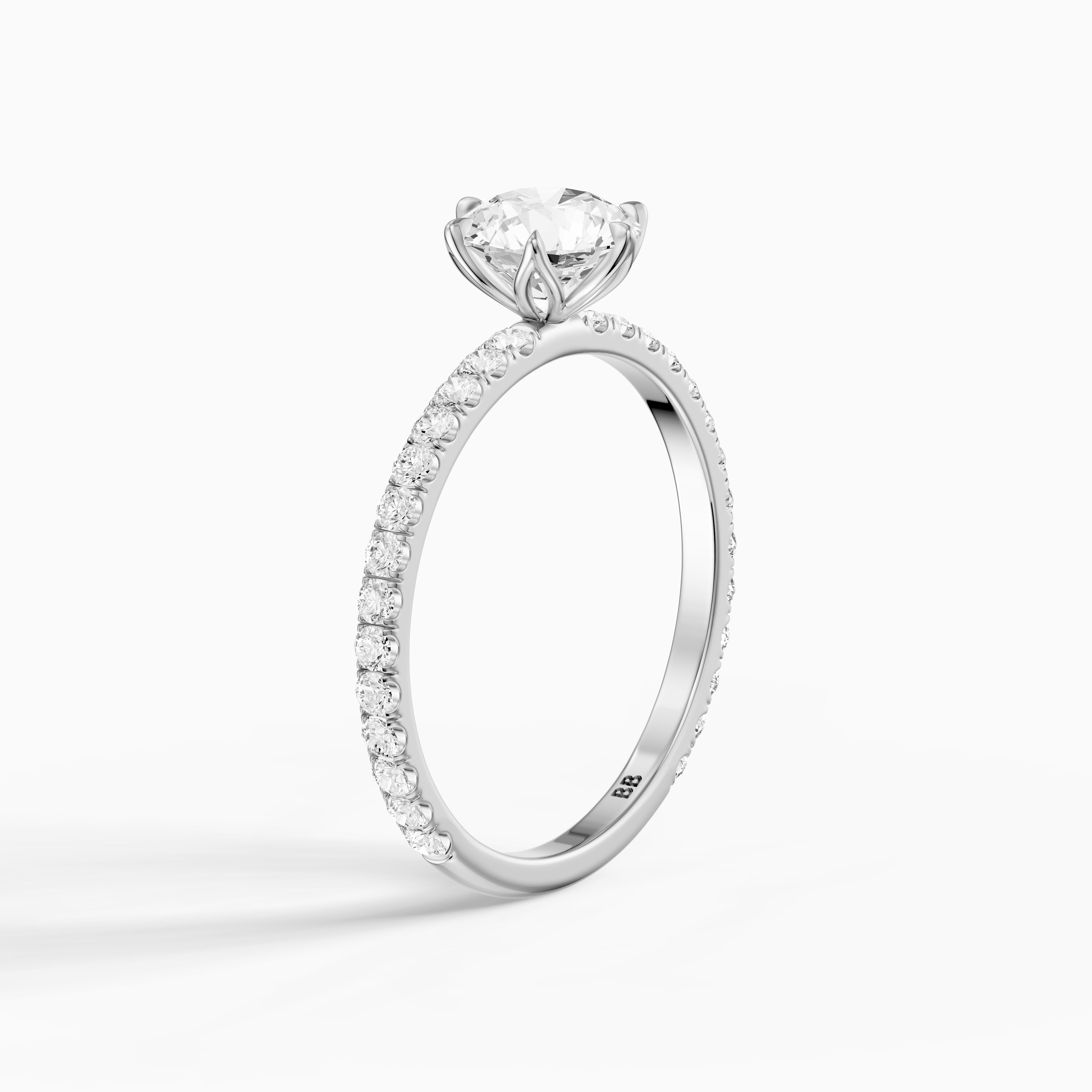 Arya 6 Prong Tulip Setting Round Cut Moissanite Diamond Ring