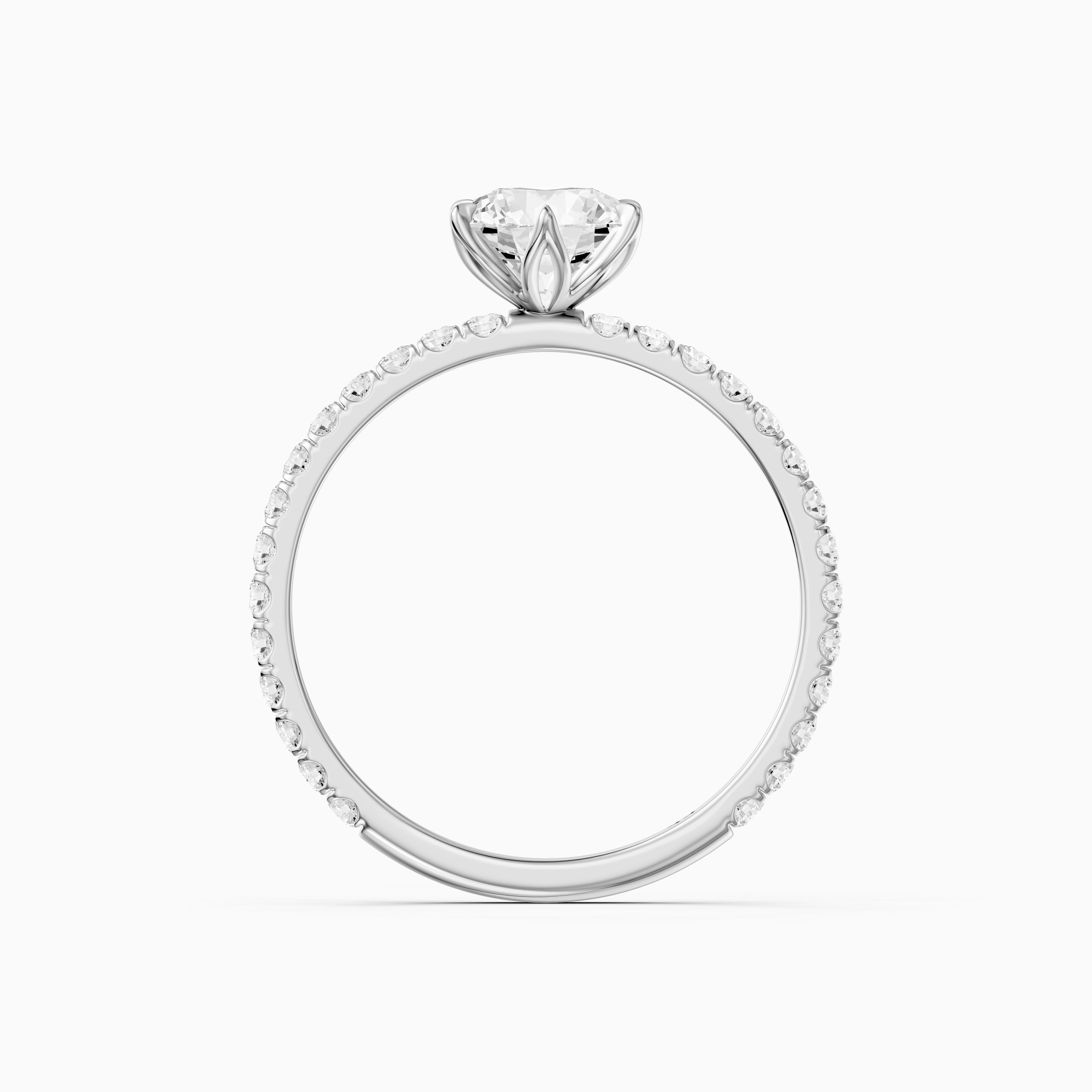 Arya 6 Prong Tulip Setting Round Cut Moissanite Diamond Ring