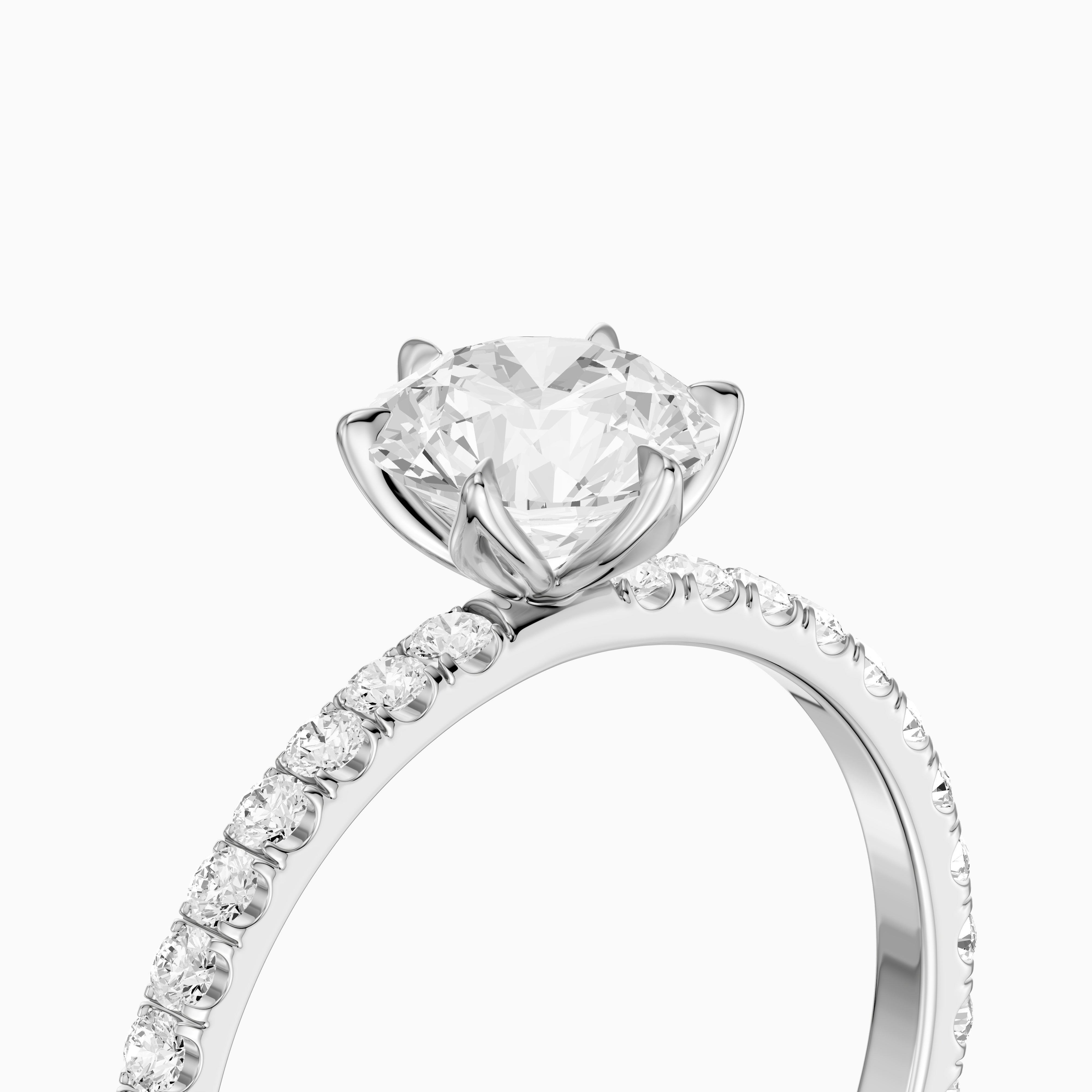 Arya 6 Prong Tulip Setting Round Cut Moissanite Diamond Ring