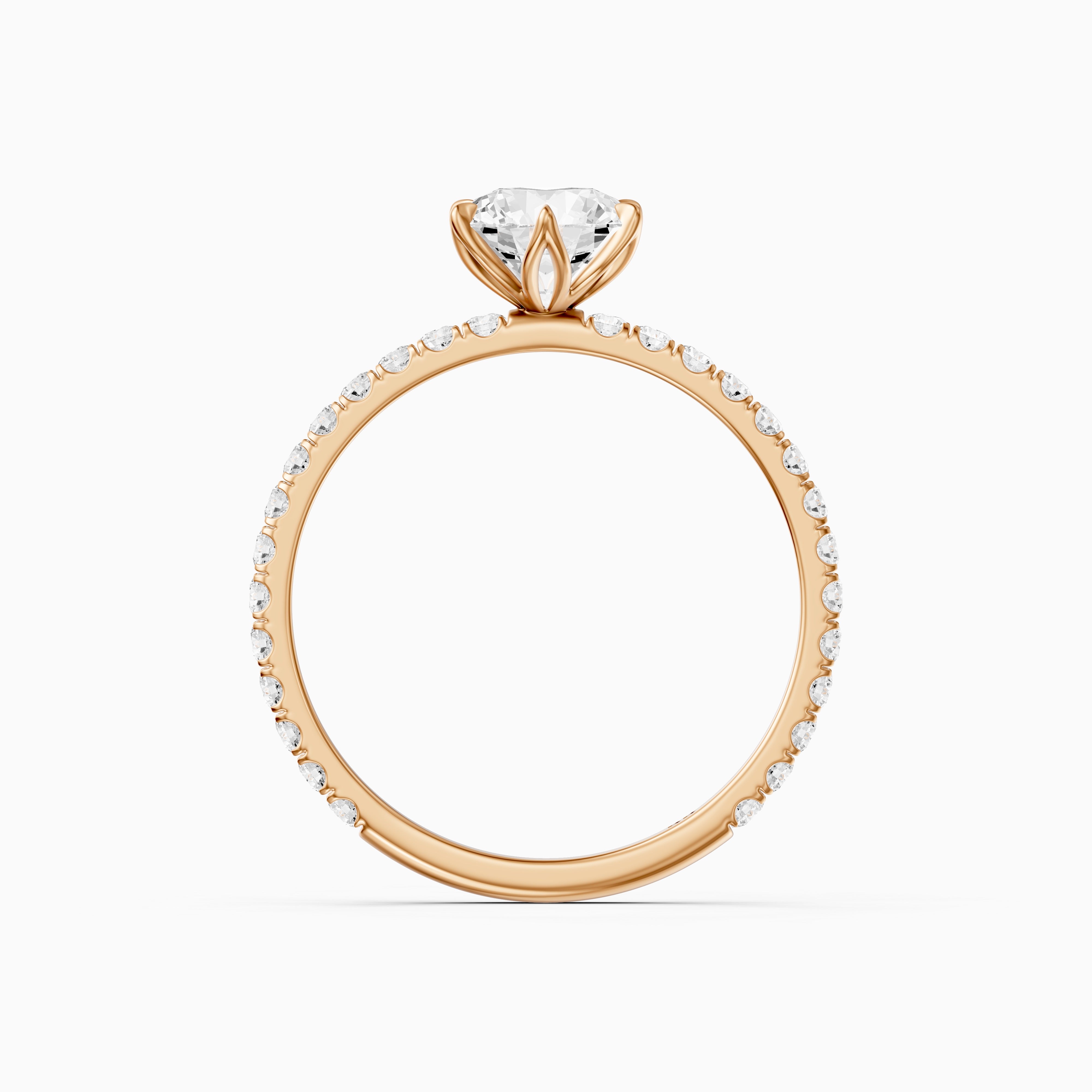 Arya 6 Prong Tulip Setting Round Cut Moissanite Diamond Ring