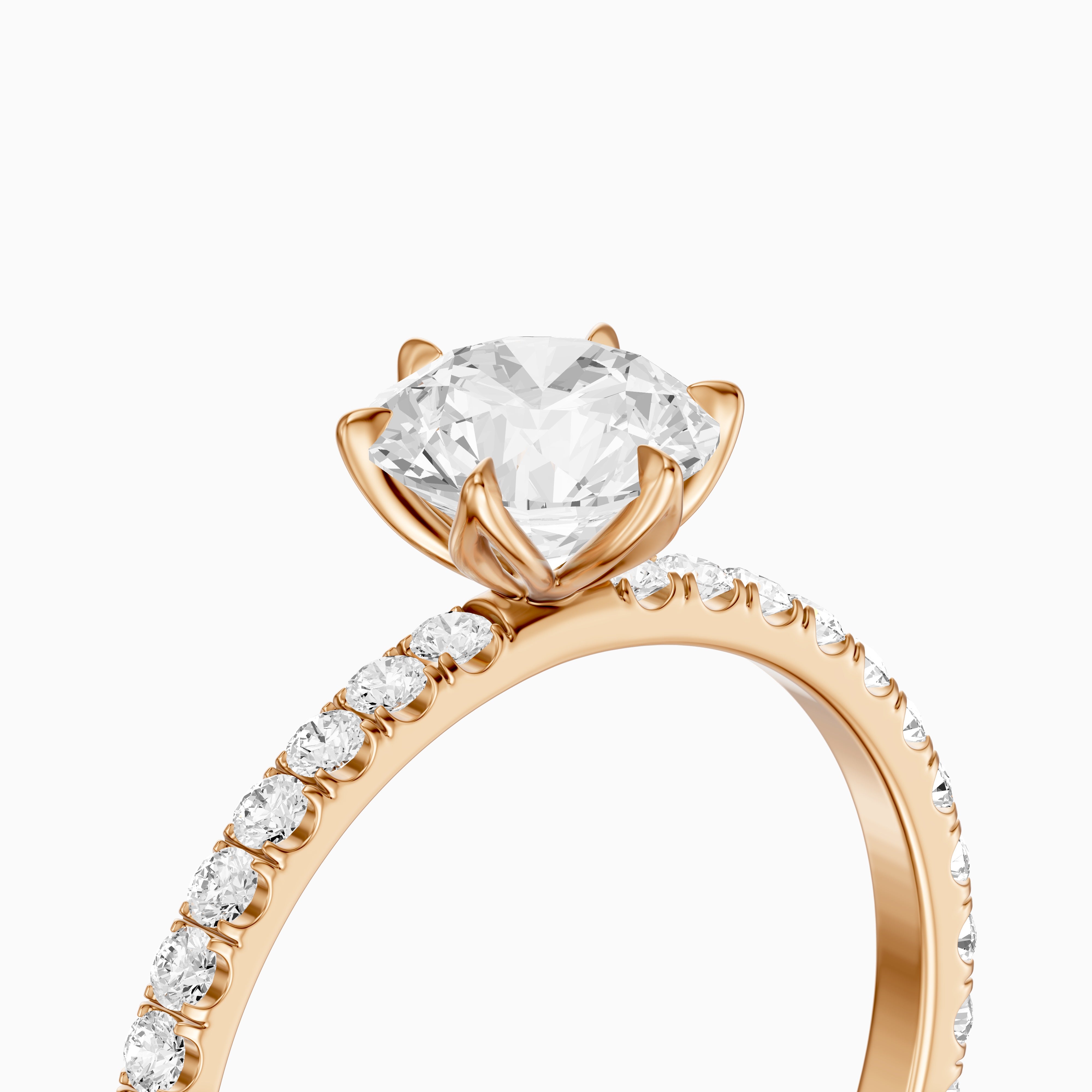 Arya 6 Prong Tulip Setting Round Cut Moissanite Diamond Ring