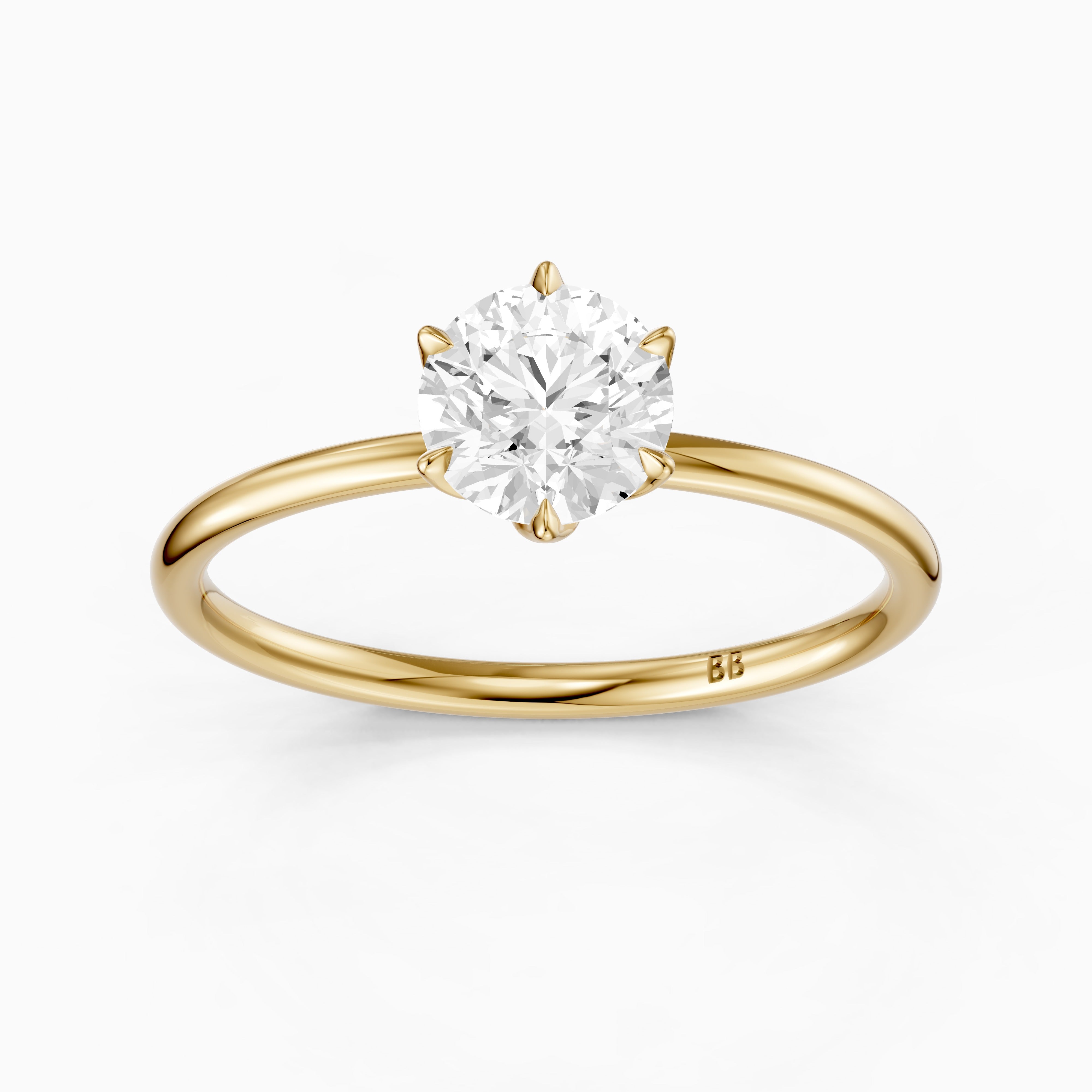 Ruth 6 Prong Tulip Setting Round Solitaire Lab Diamond Ring