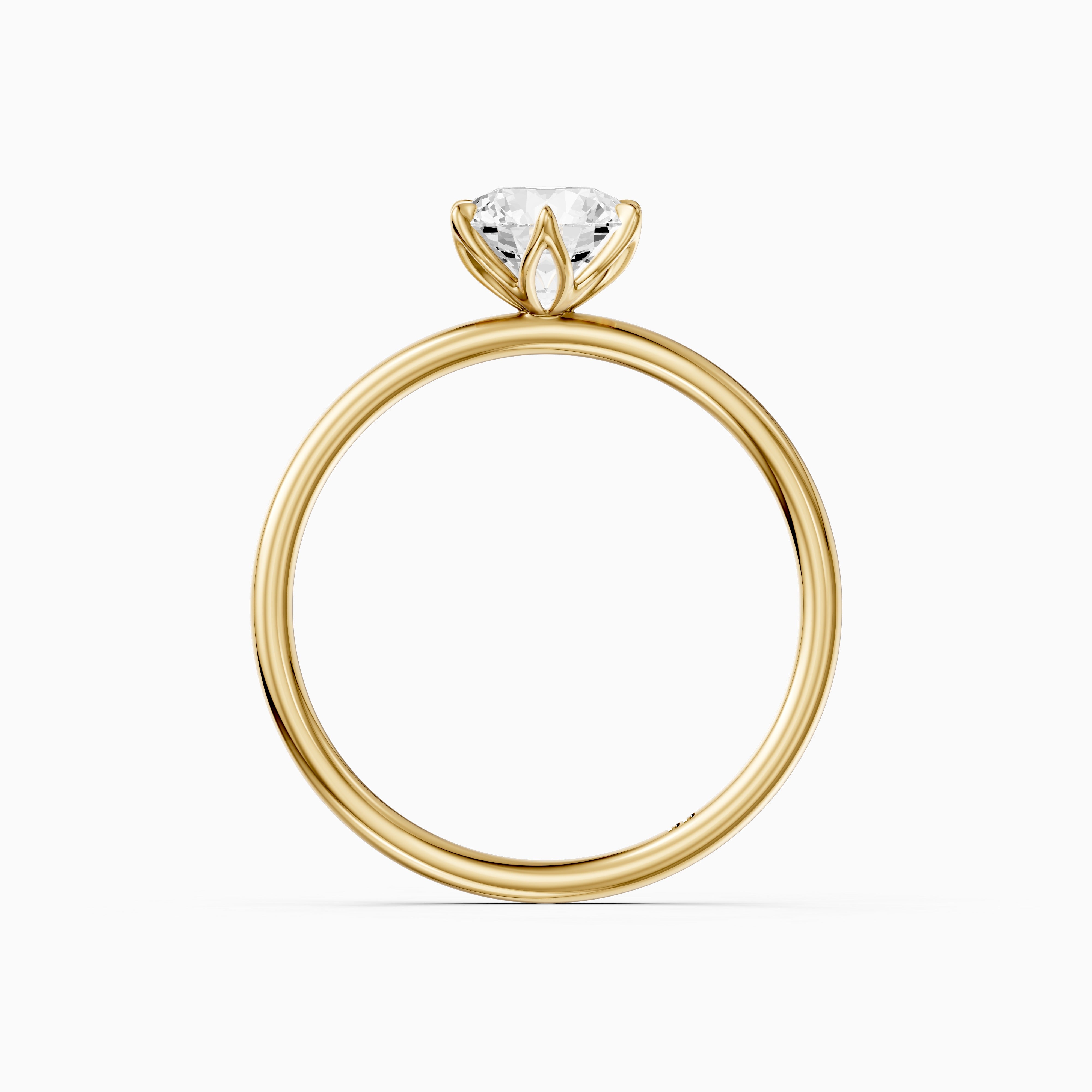 Ruth 6 Prong Tulip Setting Round Solitaire Moissanite Diamond Ring