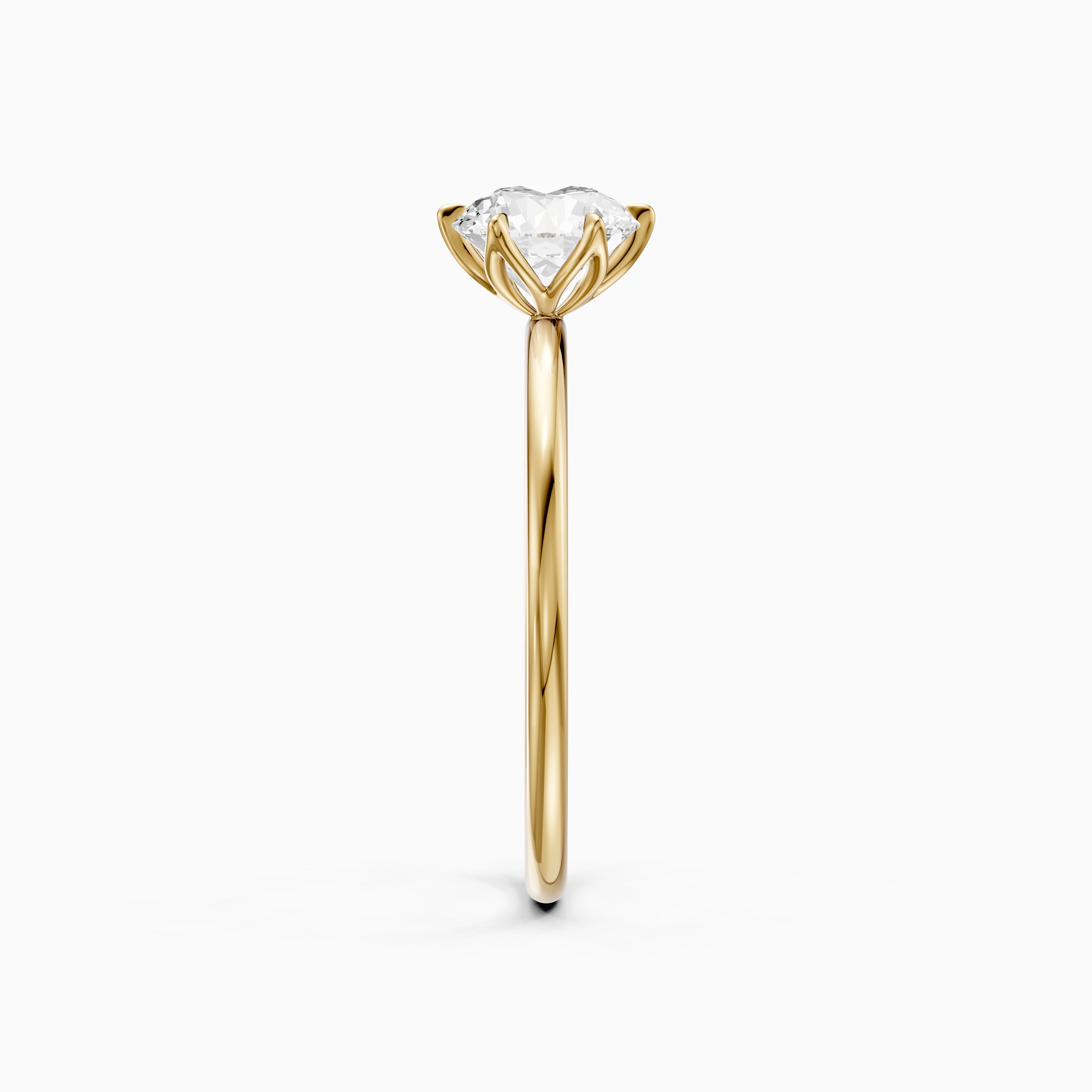 Ruth 6 Prong Tulip Setting Round Solitaire Moissanite Diamond Ring