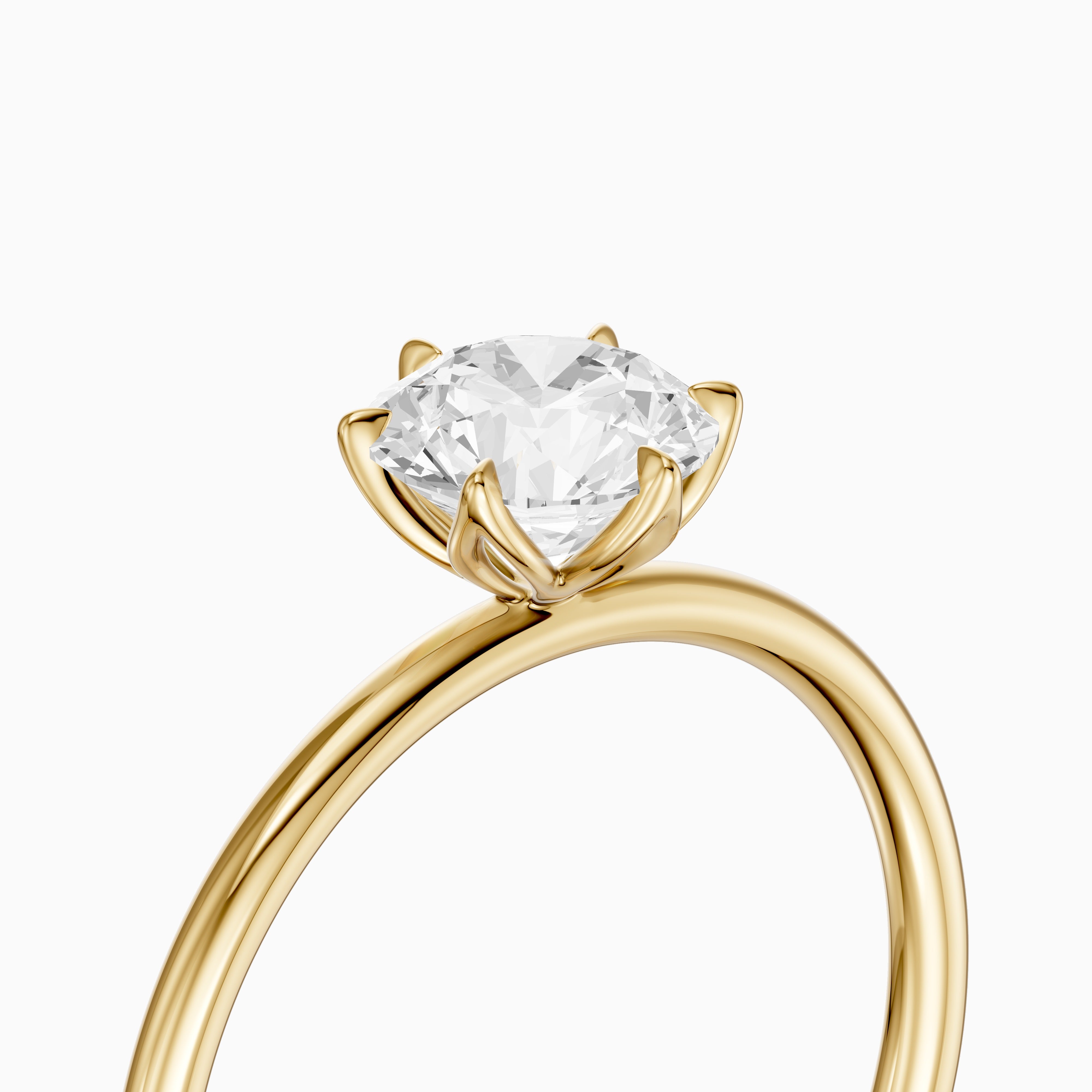 Ruth 6 Prong Tulip Setting Round Solitaire Moissanite Diamond Ring