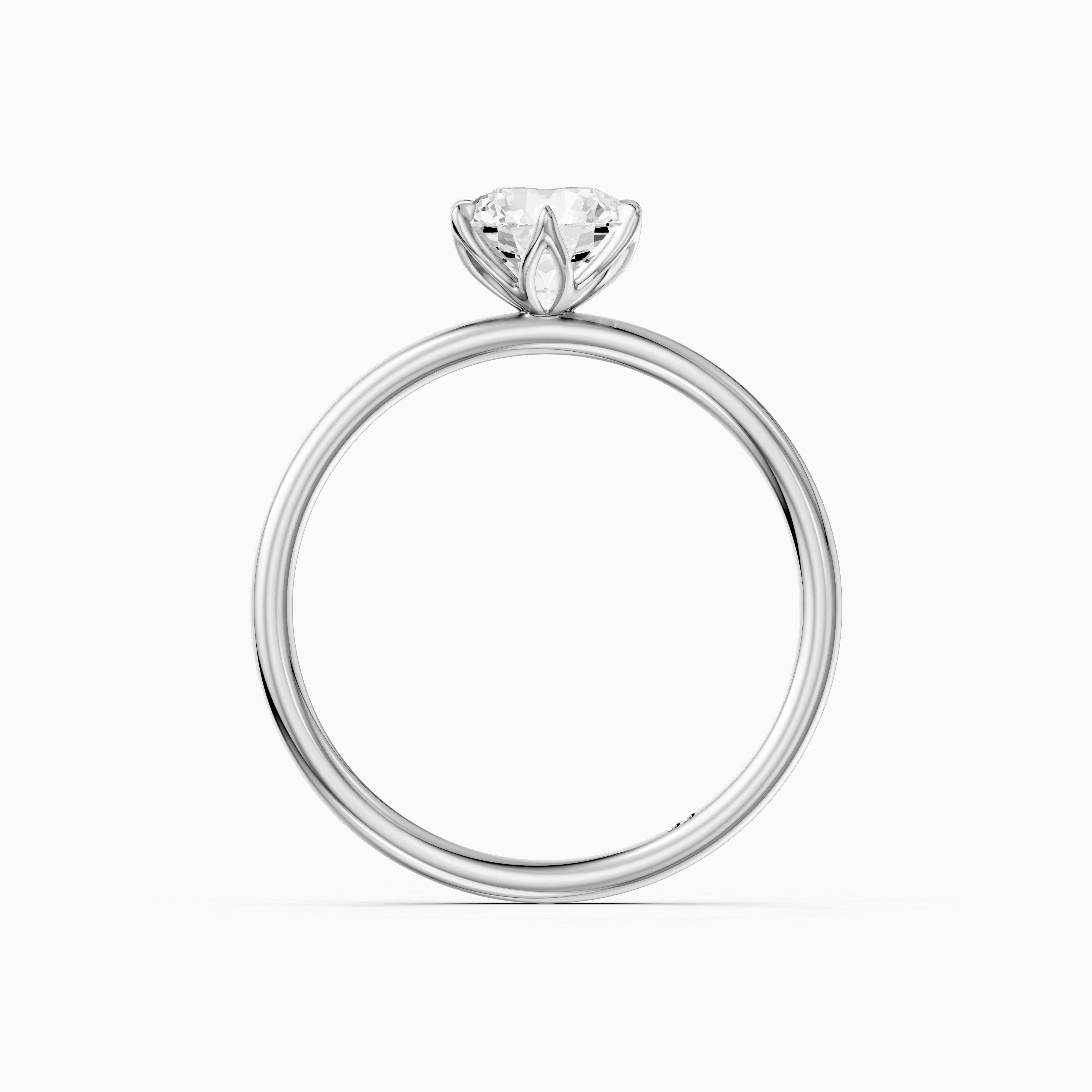 Ruth 6 Prong Tulip Setting Round Solitaire Moissanite Diamond Ring