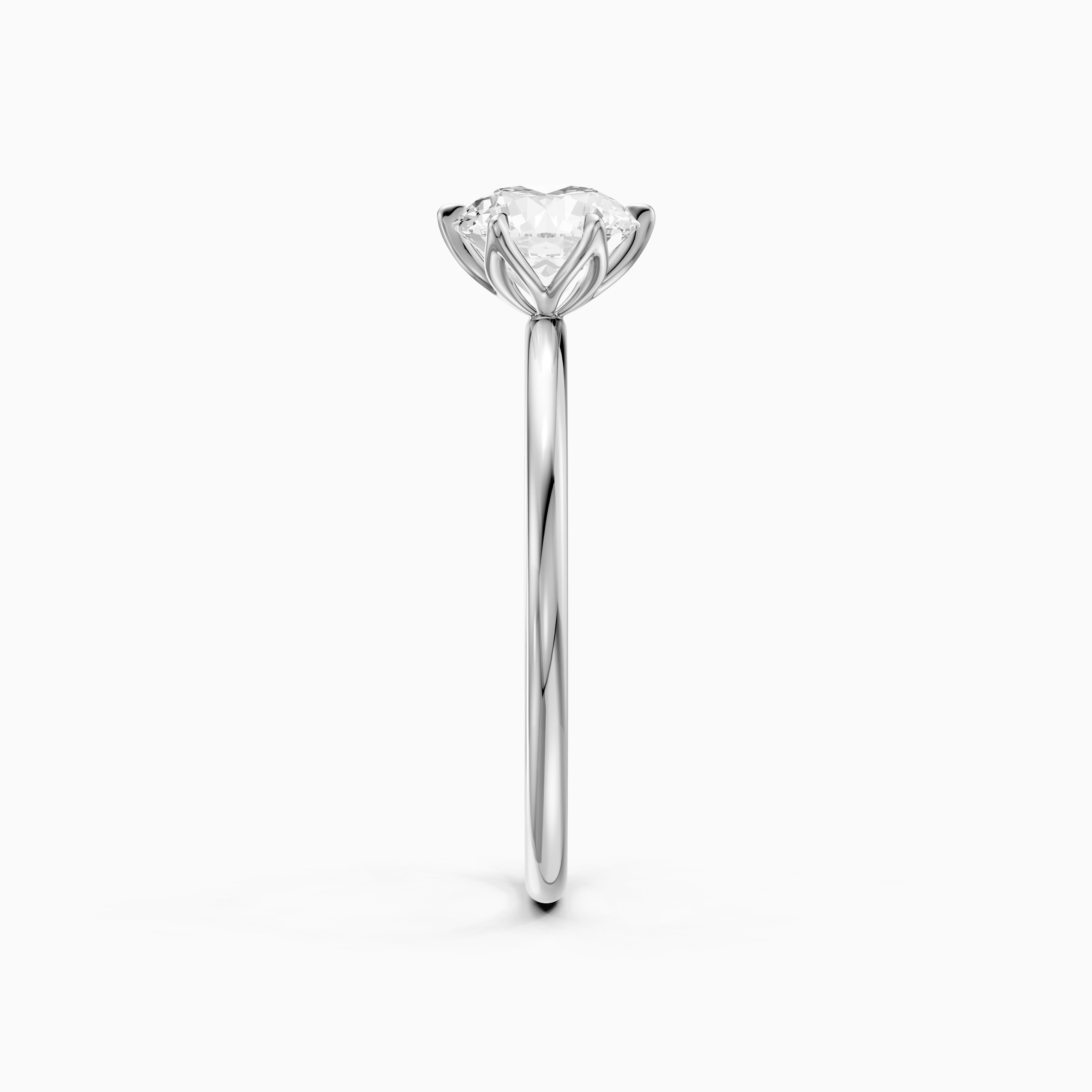 Ruth 6 Prong Tulip Setting Round Solitaire Moissanite Diamond Ring