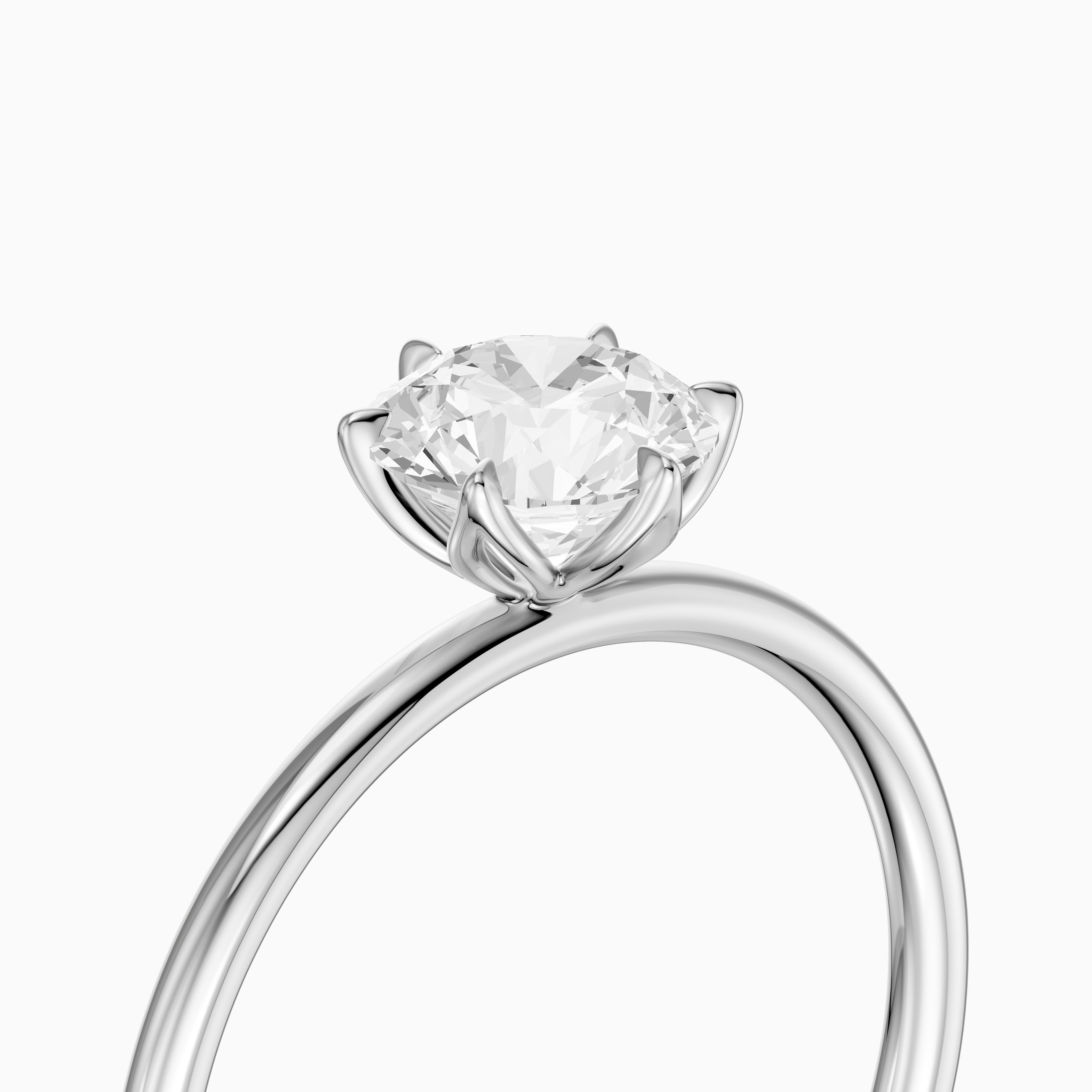 Ruth 6 Prong Tulip Setting Round Solitaire Moissanite Diamond Ring