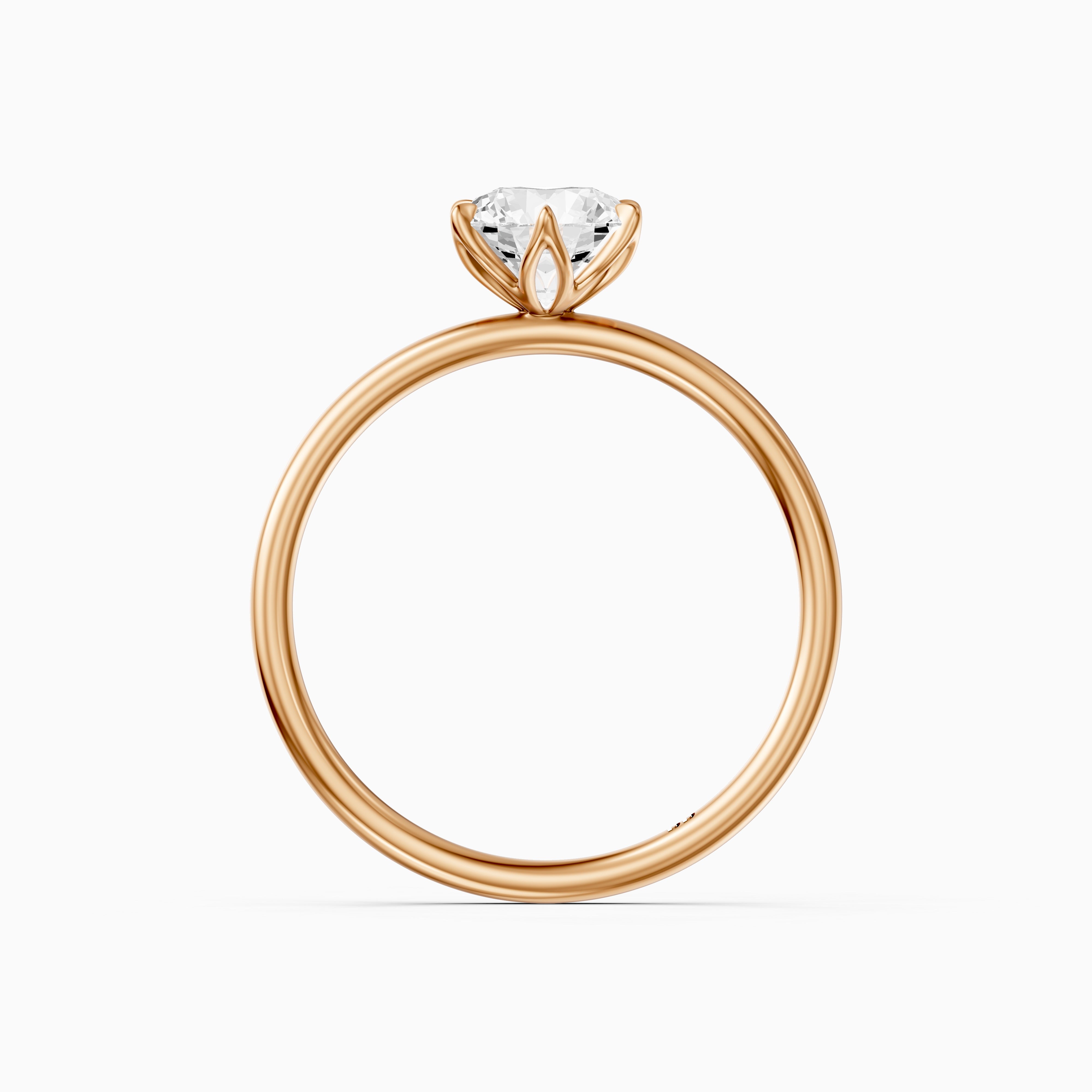 Ruth 6 Prong Tulip Setting Round Solitaire Moissanite Diamond Ring