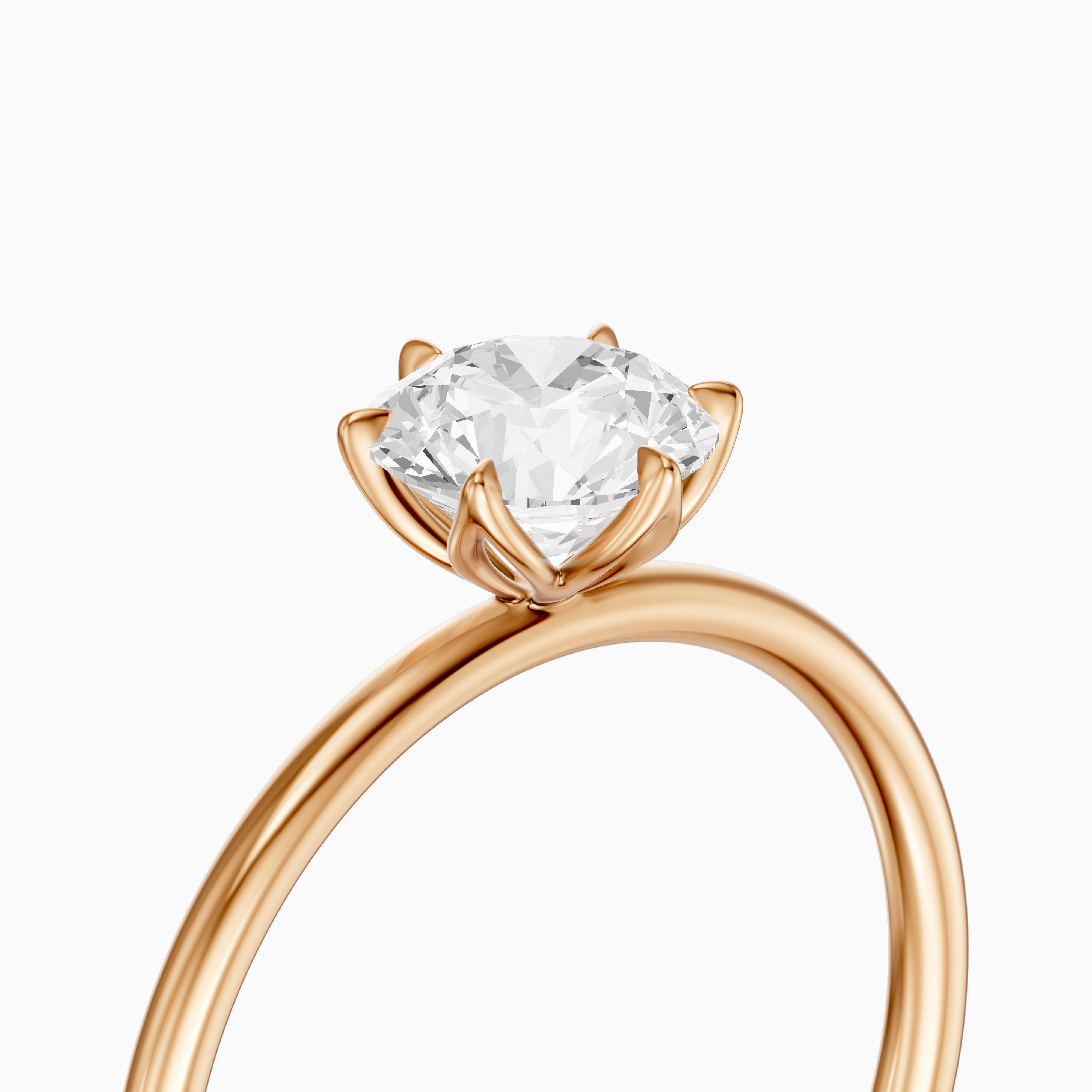 Ruth 6 Prong Tulip Setting Round Solitaire Moissanite Diamond Ring