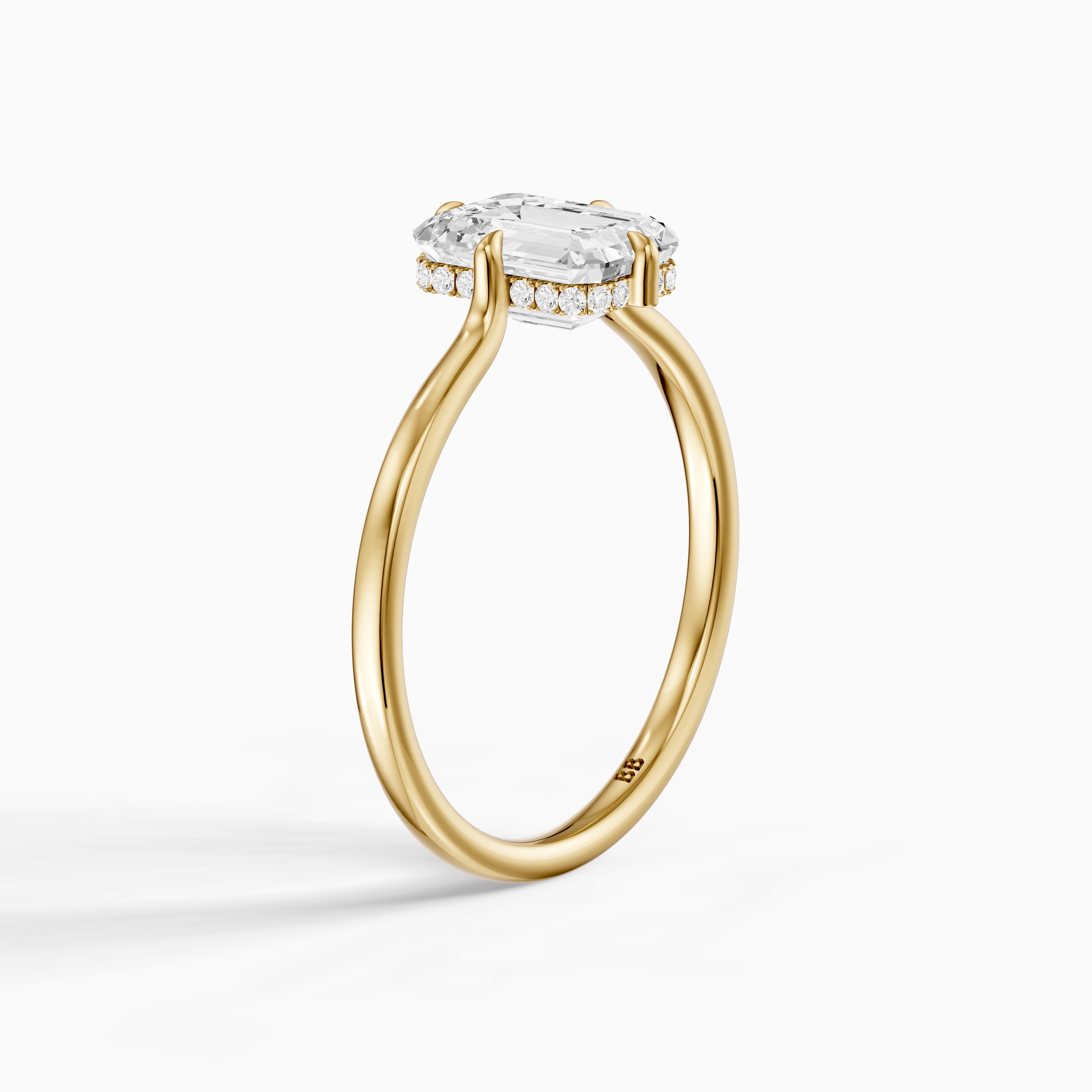 Noelle 4 Prong Emerald Cut Hidden Halo Moissanite Diamond Ring