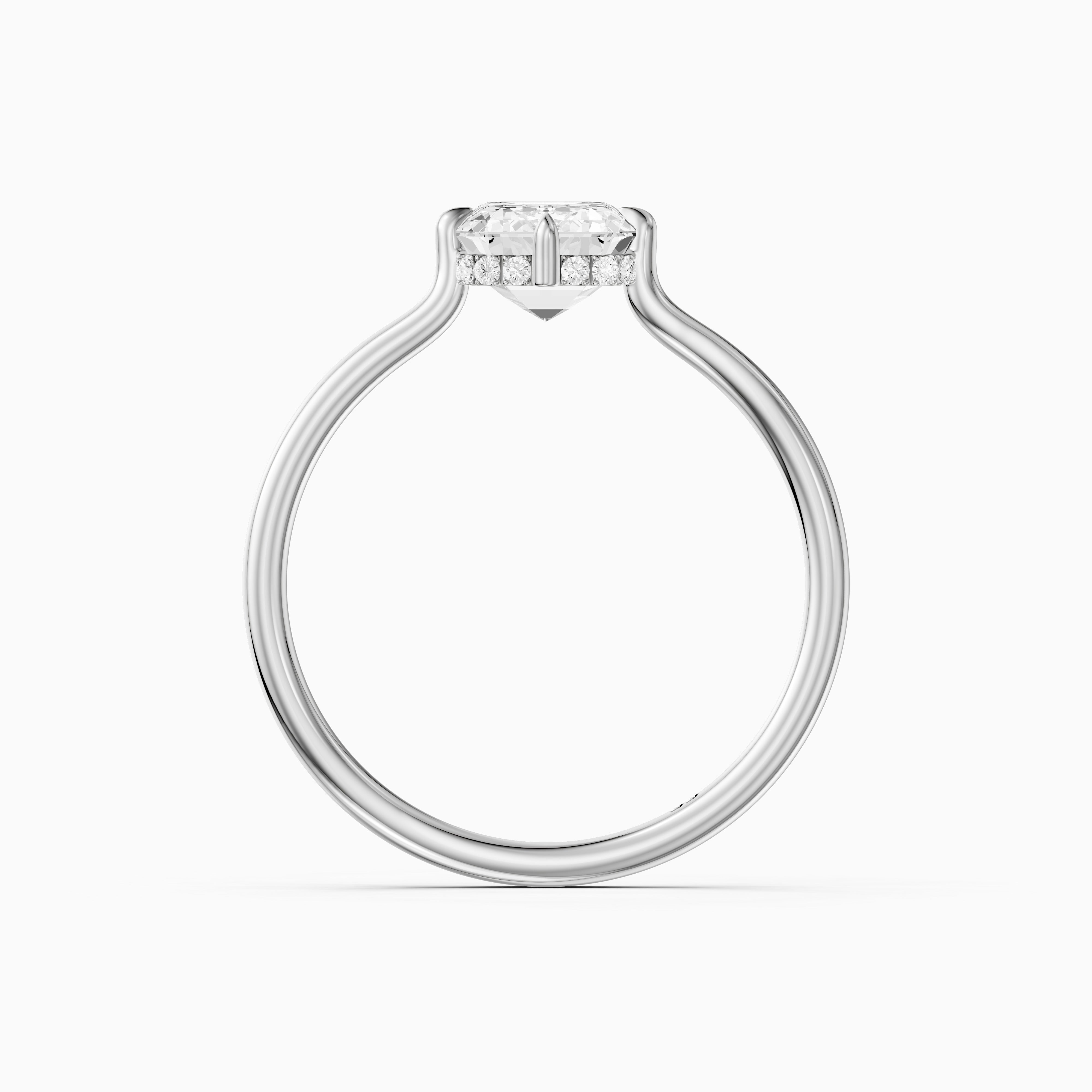 Noelle 4 Prong Emerald Cut Hidden Halo Moissanite Diamond Ring