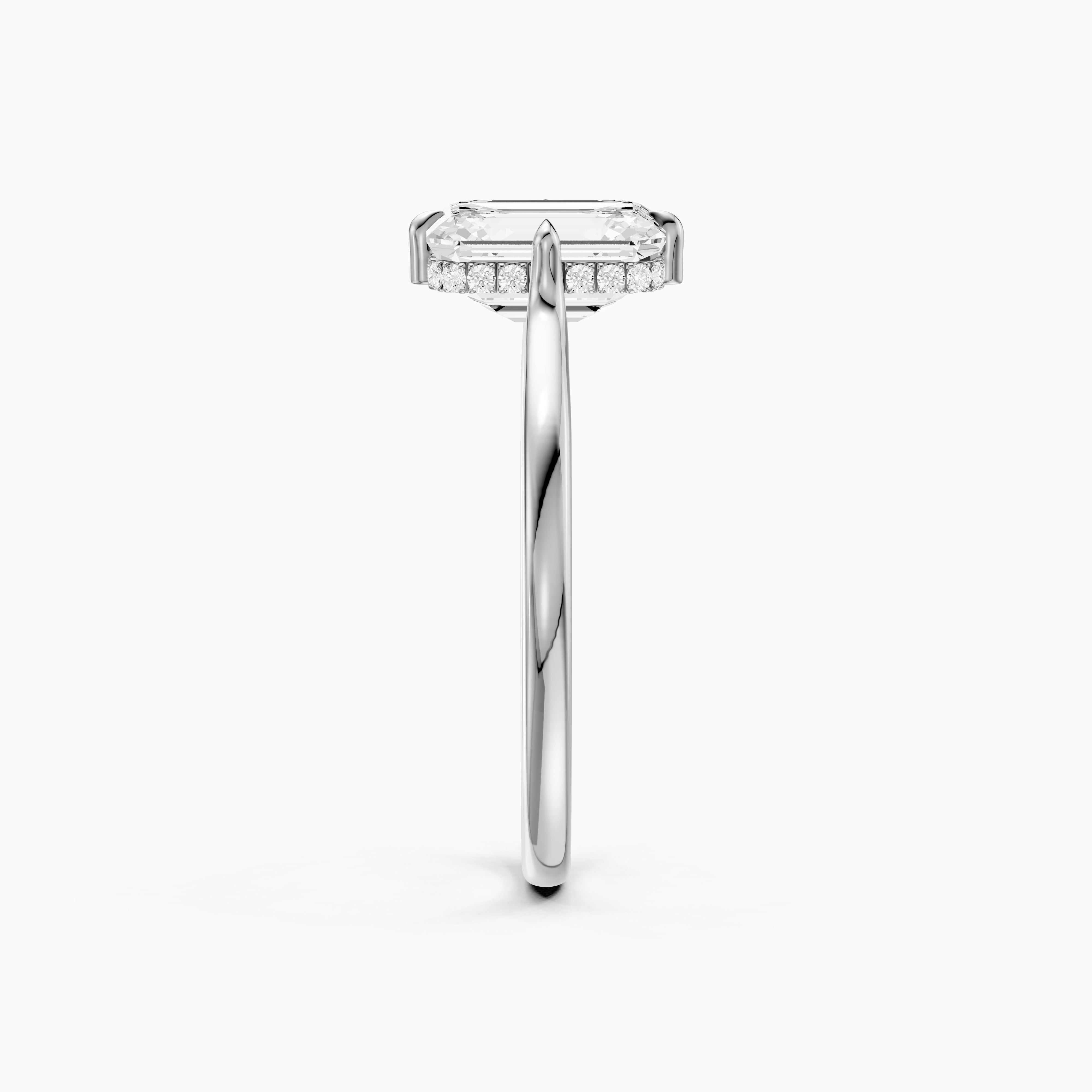 Noelle 4 Prong Emerald Cut Hidden Halo Moissanite Diamond Ring