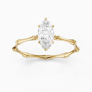 Sandra Marquise Hidden Halo Lab Grown Diamond Ring with Bamboo Inspired Band