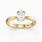 Jamie Oval Hidden Halo Lab Grown Diamond Ring with Double Claw Prongs
