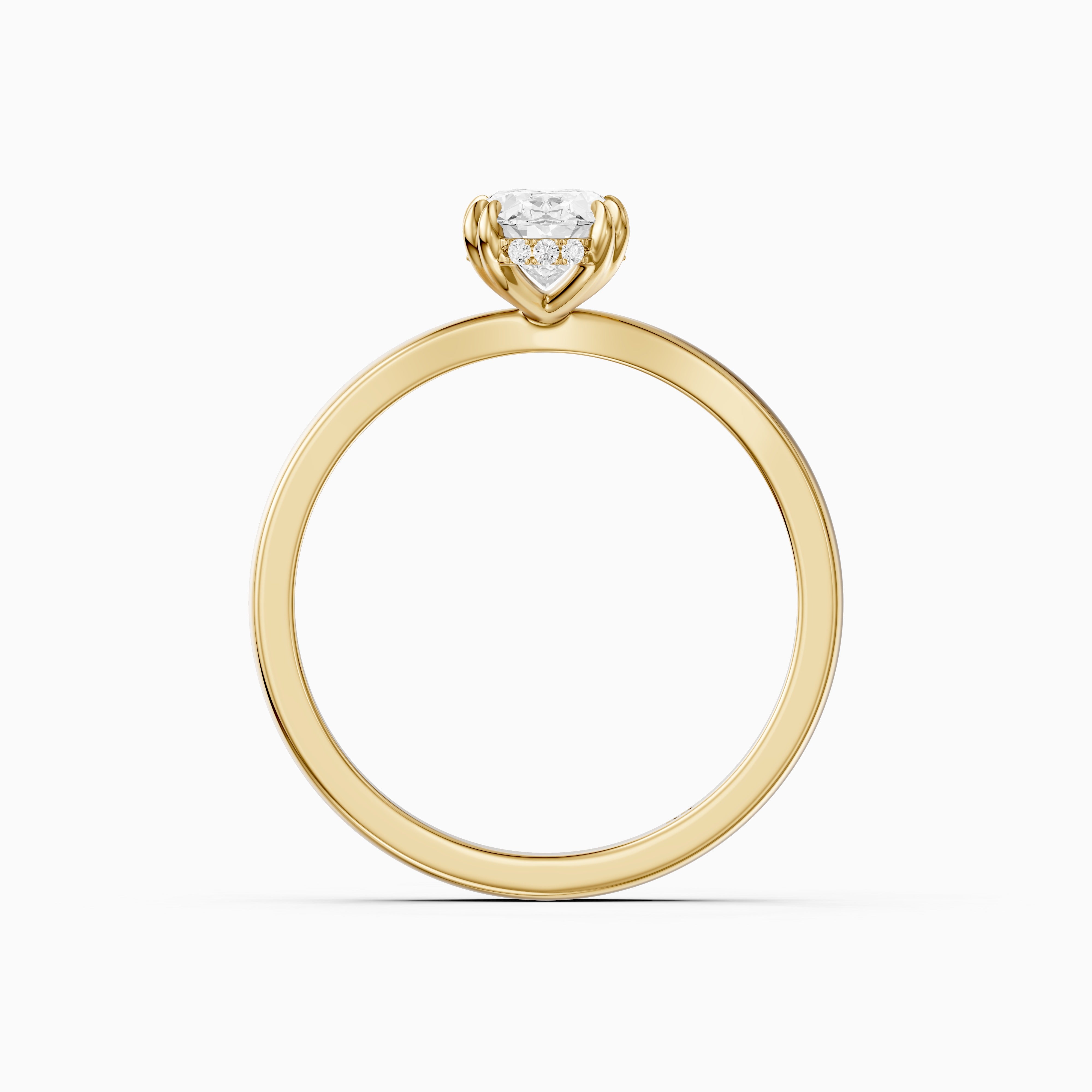 Jamie Oval Hidden Halo Moissanite Diamond Ring with Double Claw Prongs