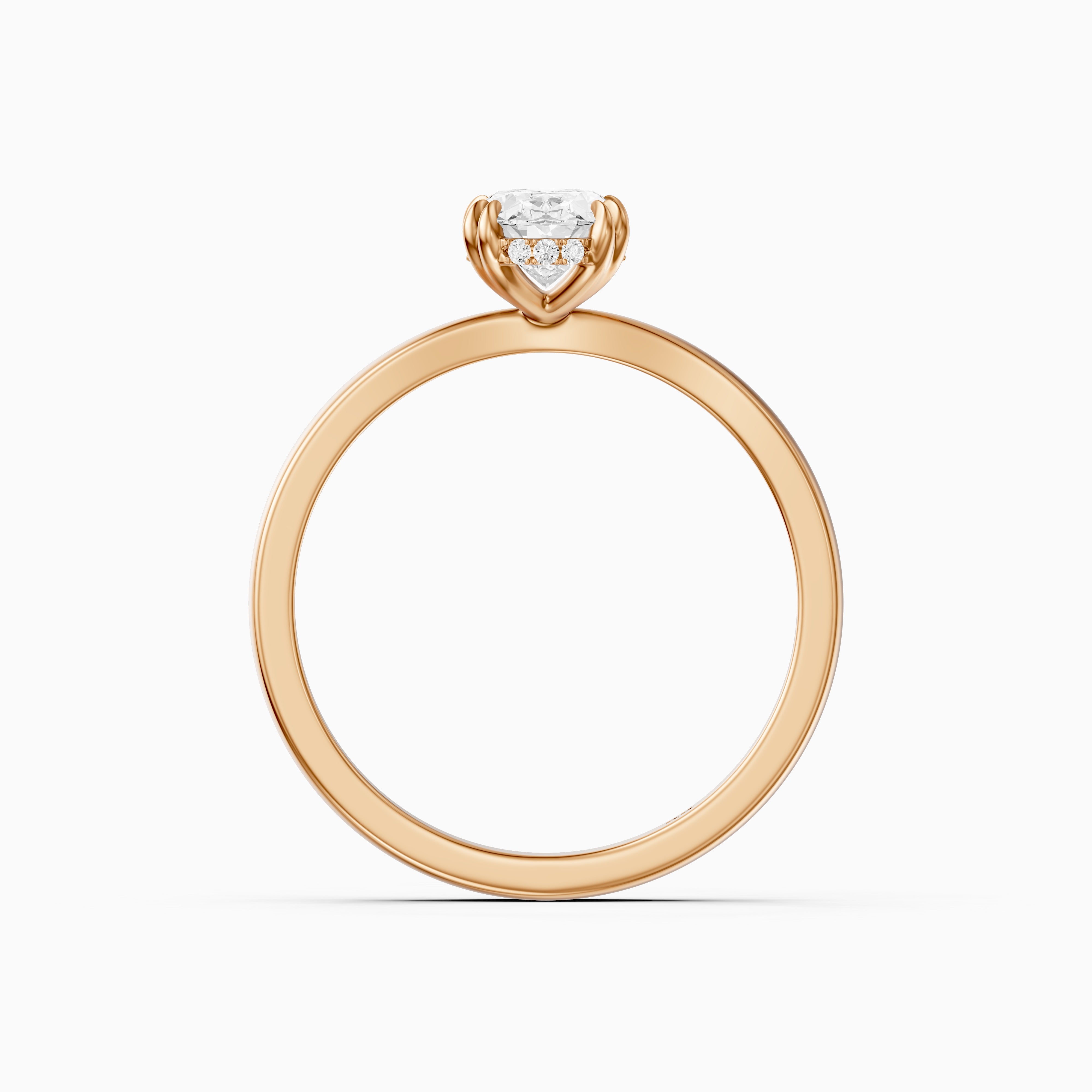 Jamie Oval Hidden Halo Moissanite Diamond Ring with Double Claw Prongs