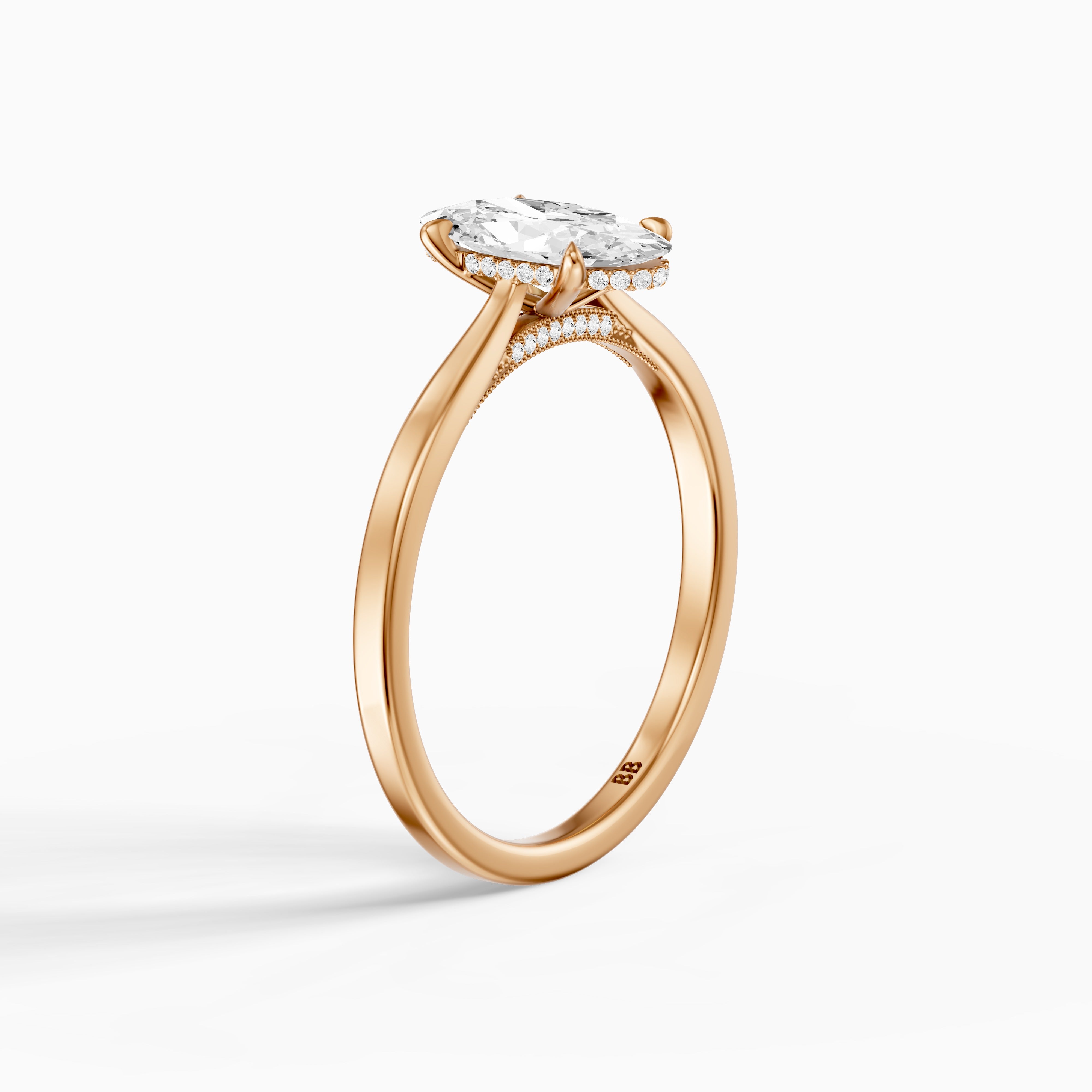 Julia Moval Hidden Halo Moissanite Diamond Ring with Cathedral Setting