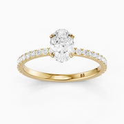 Kate Oval Hidden Halo Pavé Band Moissanite Diamond Ring