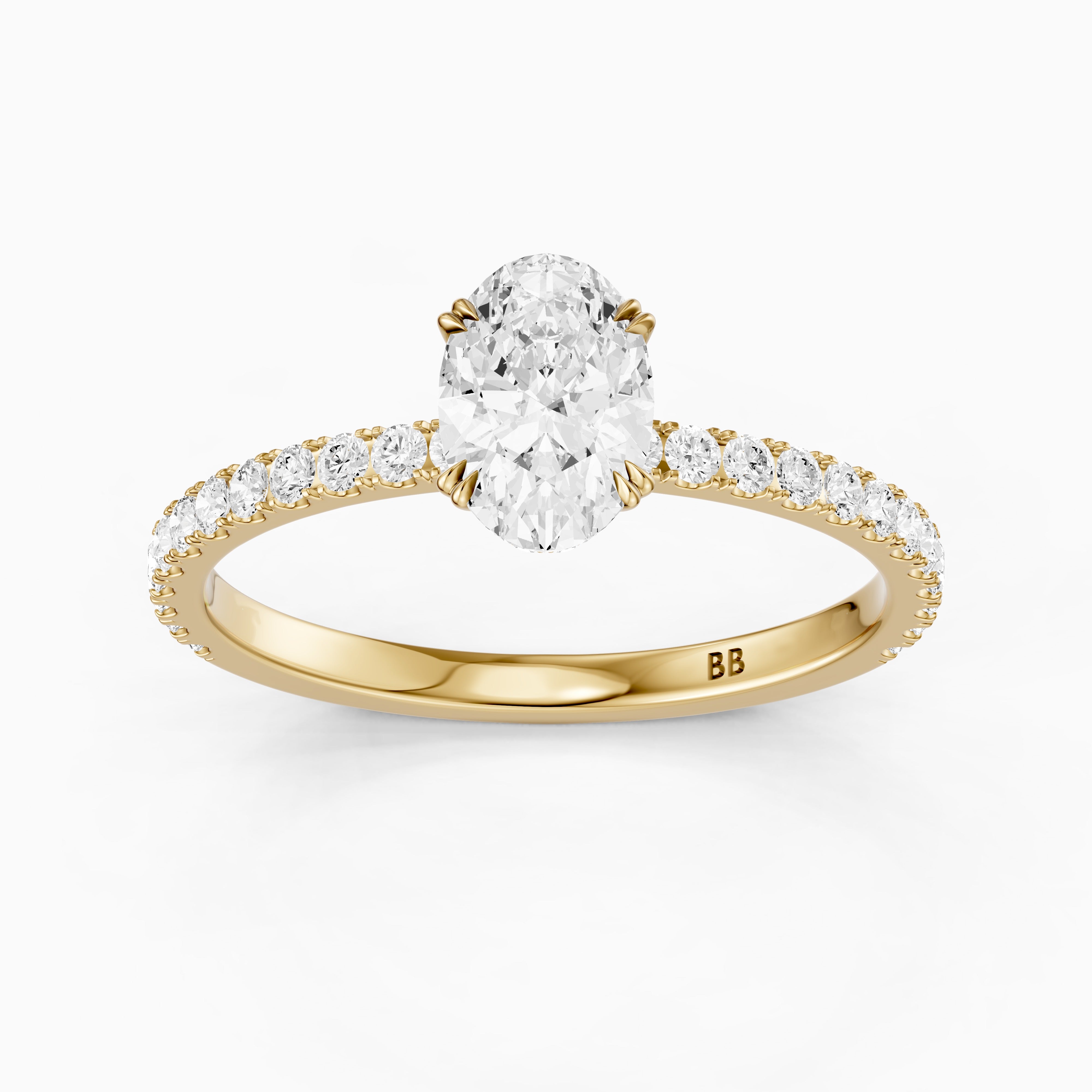 Kate Oval Hidden Halo Pavé Band Moissanite Diamond Ring