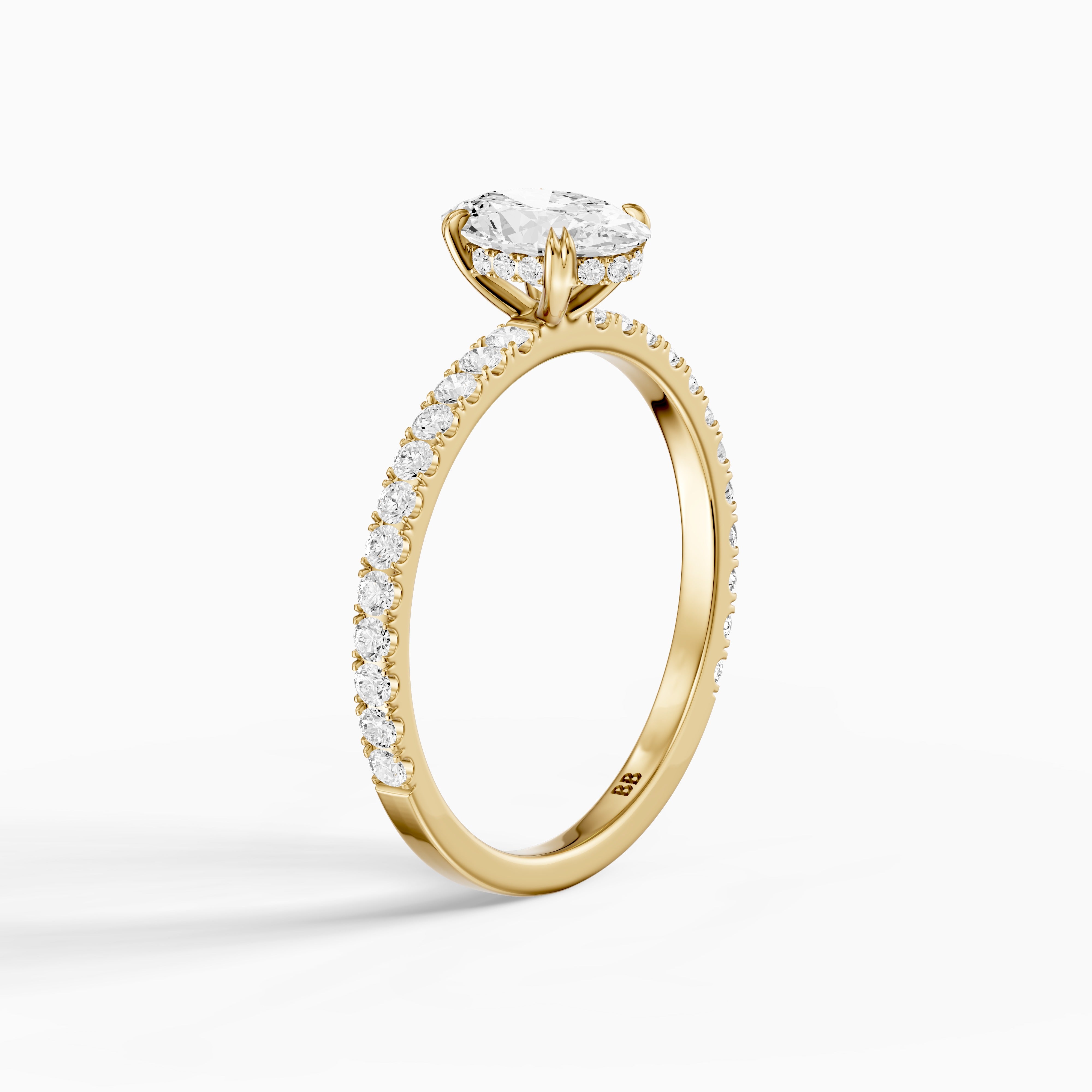 Kate Oval Hidden Halo Pavé Band Moissanite Diamond Ring