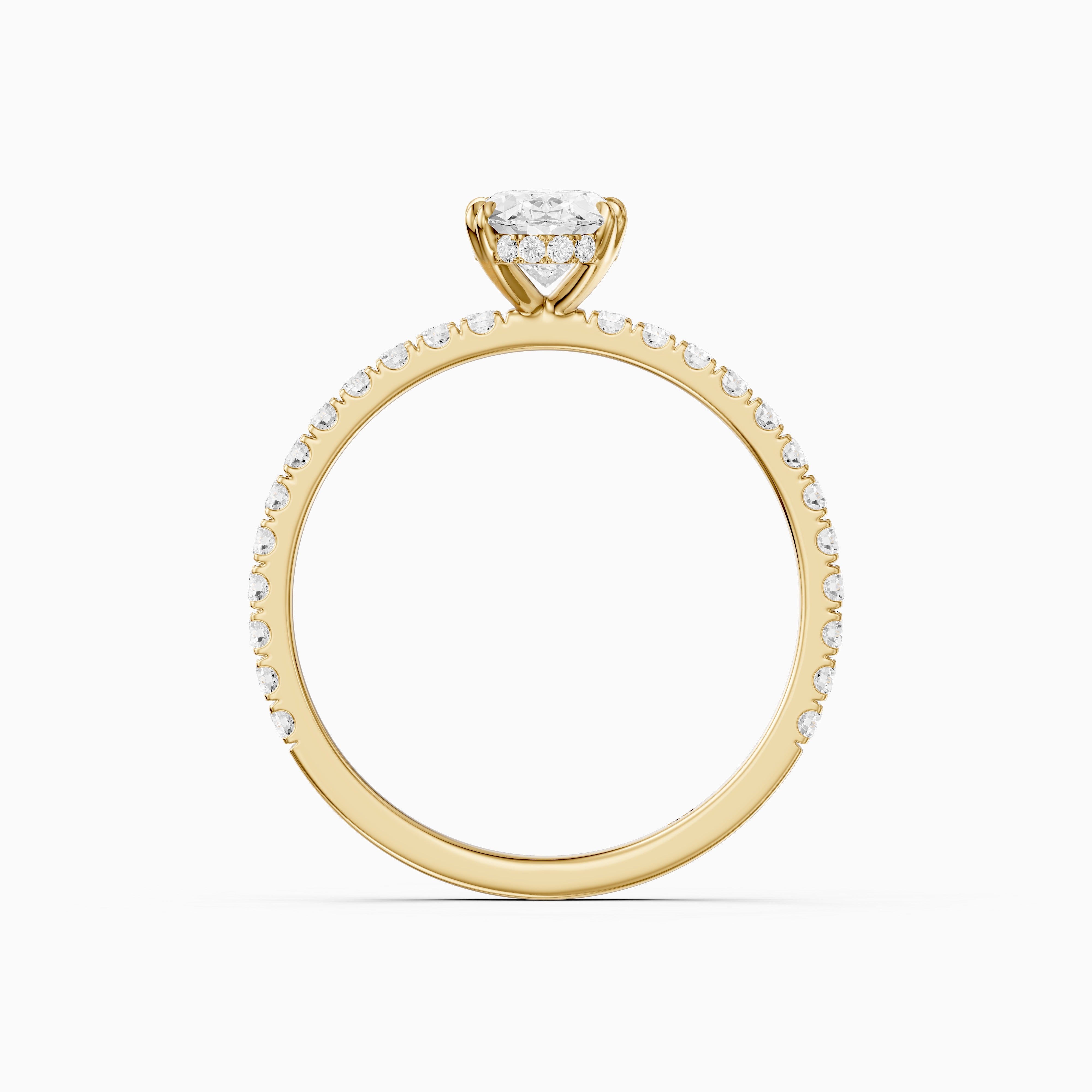 Kate Oval Hidden Halo Pavé Band Moissanite Diamond Ring