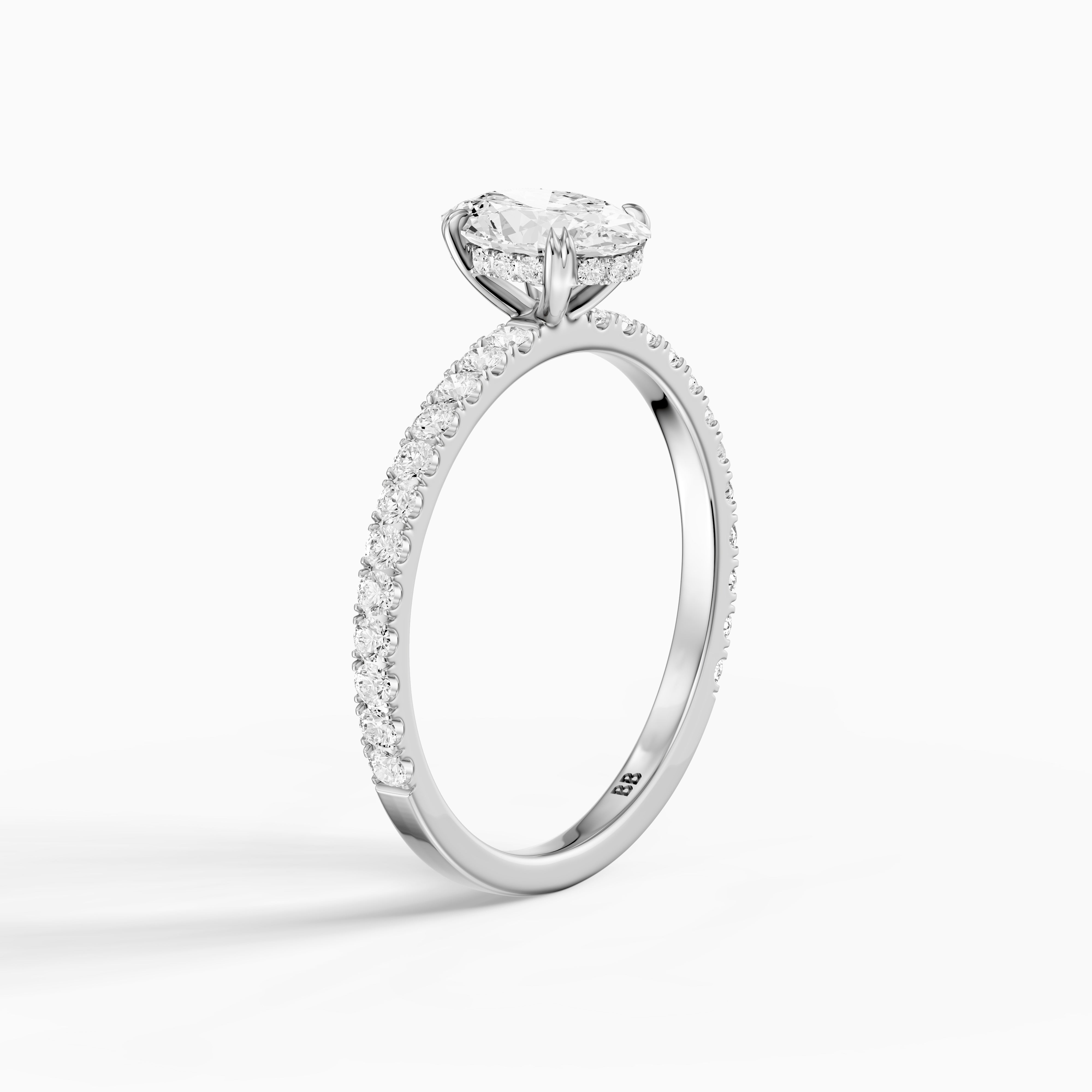 Kate Oval Hidden Halo Pavé Band Moissanite Diamond Ring