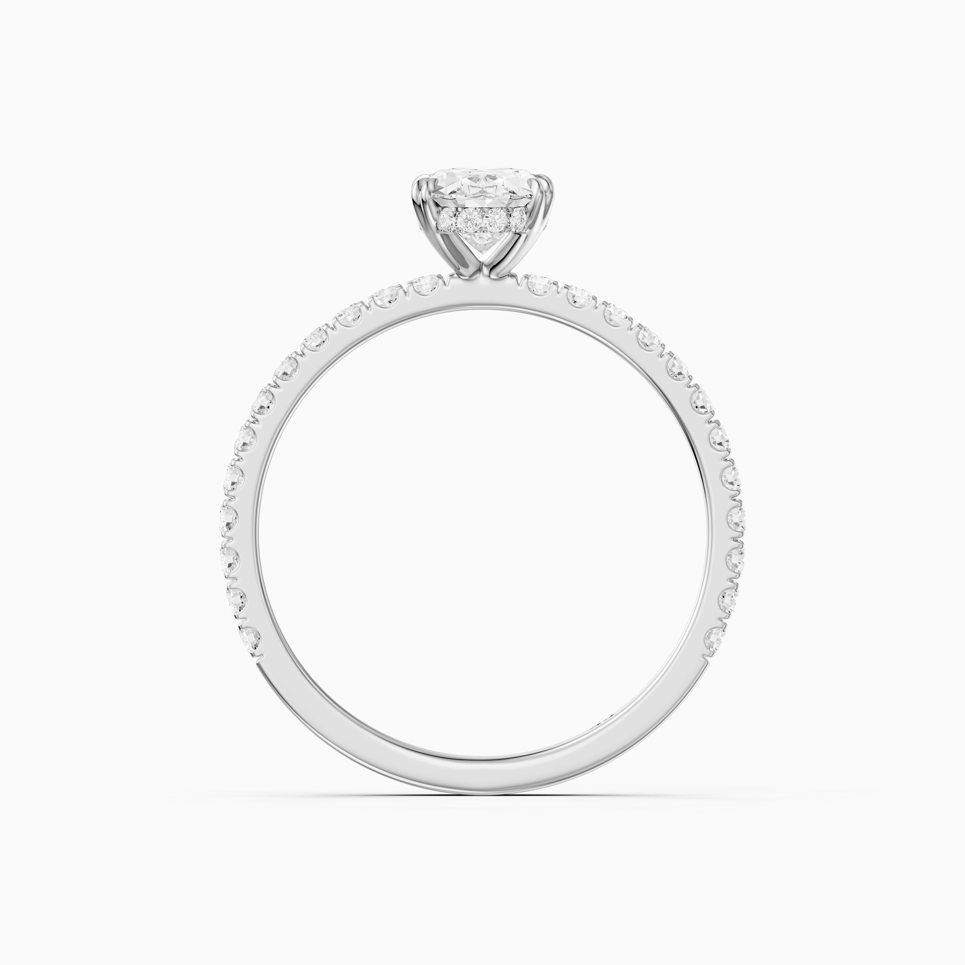 Kate Oval Hidden Halo Pavé Band Moissanite Diamond Ring
