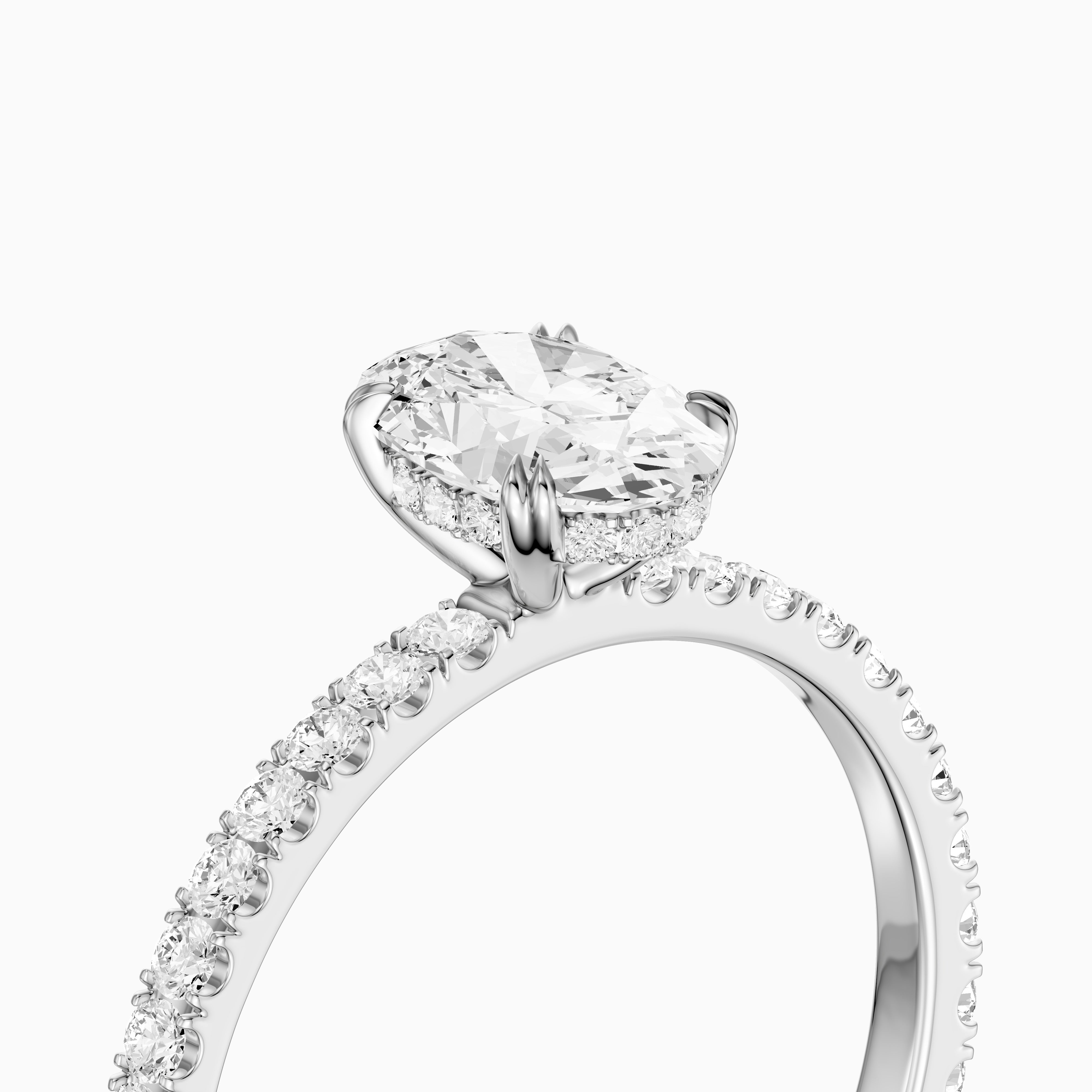 Kate Oval Hidden Halo Pavé Band Moissanite Diamond Ring
