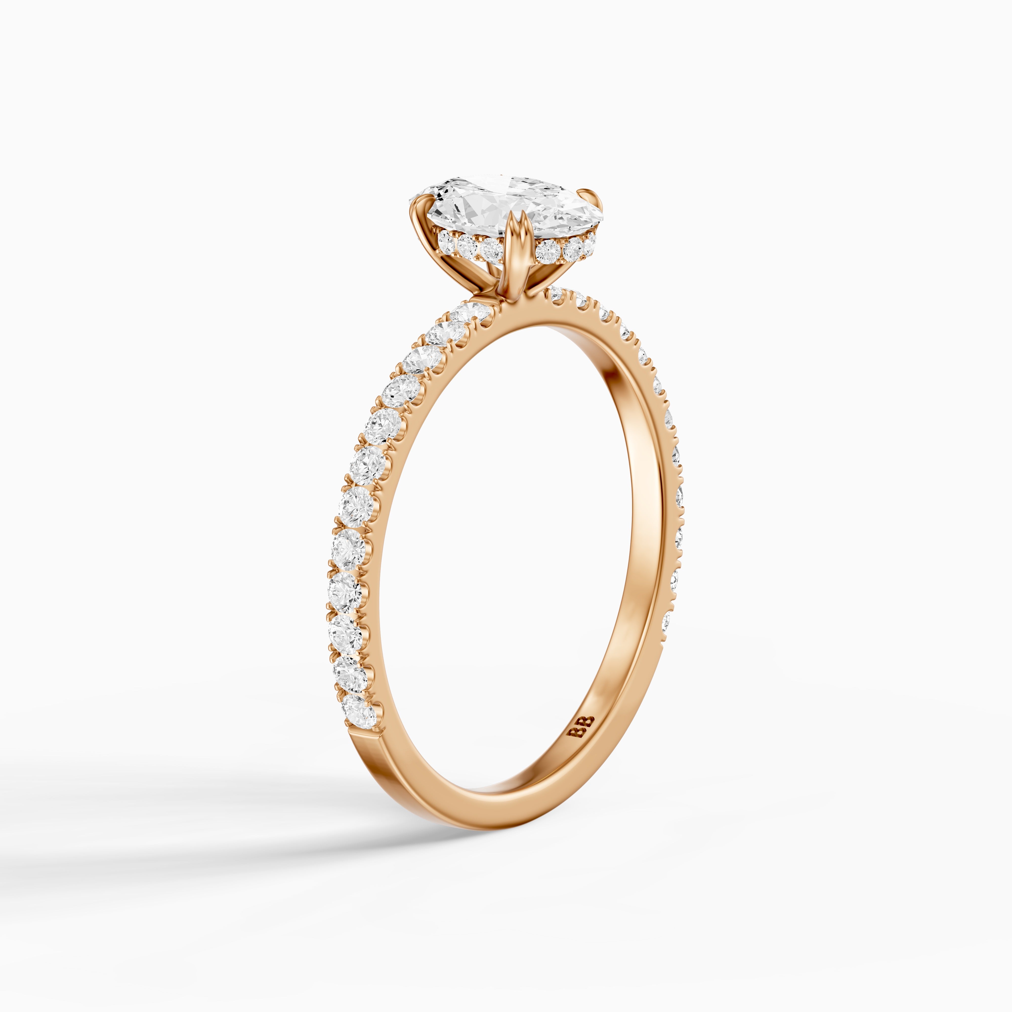 Kate Oval Hidden Halo Pavé Band Moissanite Diamond Ring