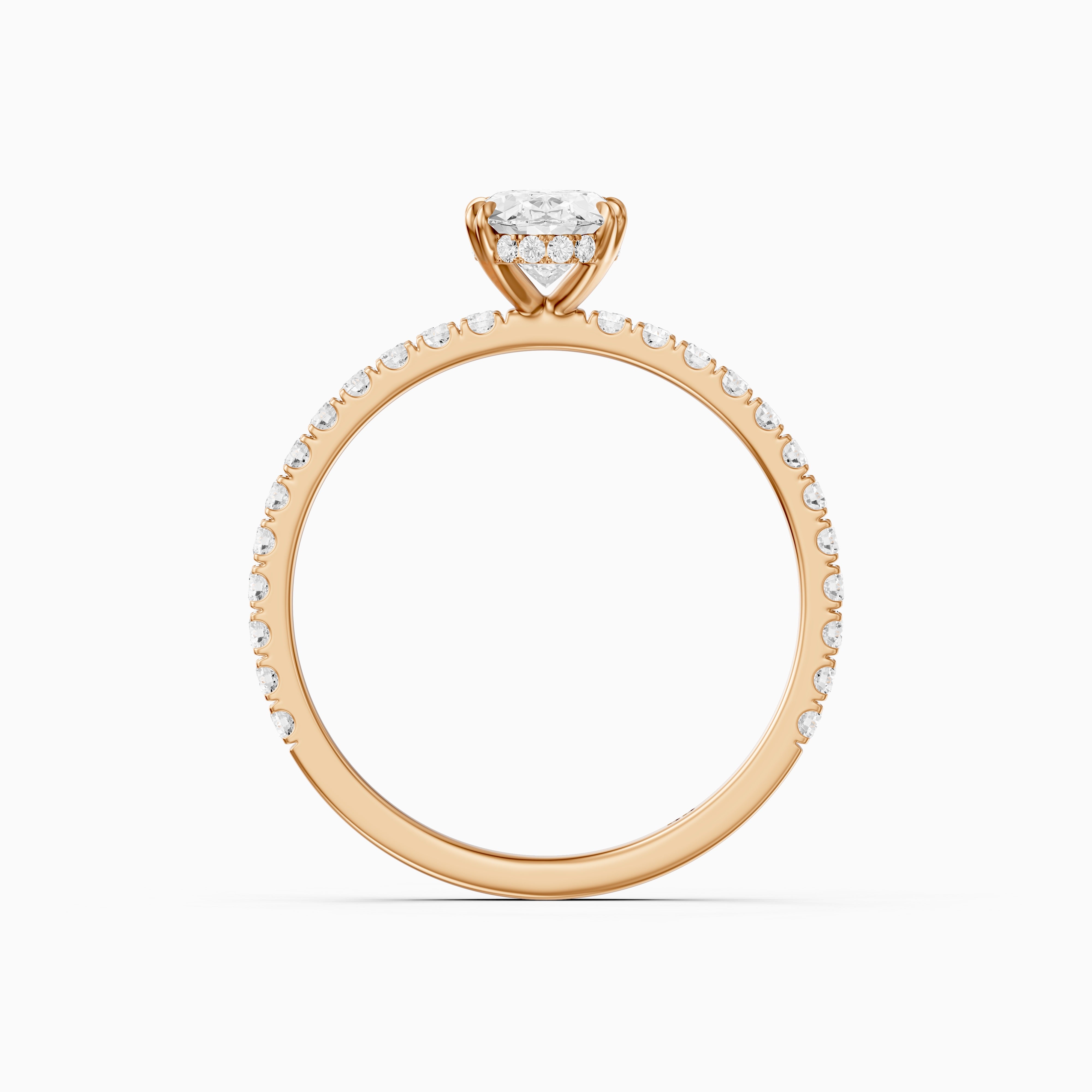 Kate Oval Hidden Halo Pavé Band Moissanite Diamond Ring