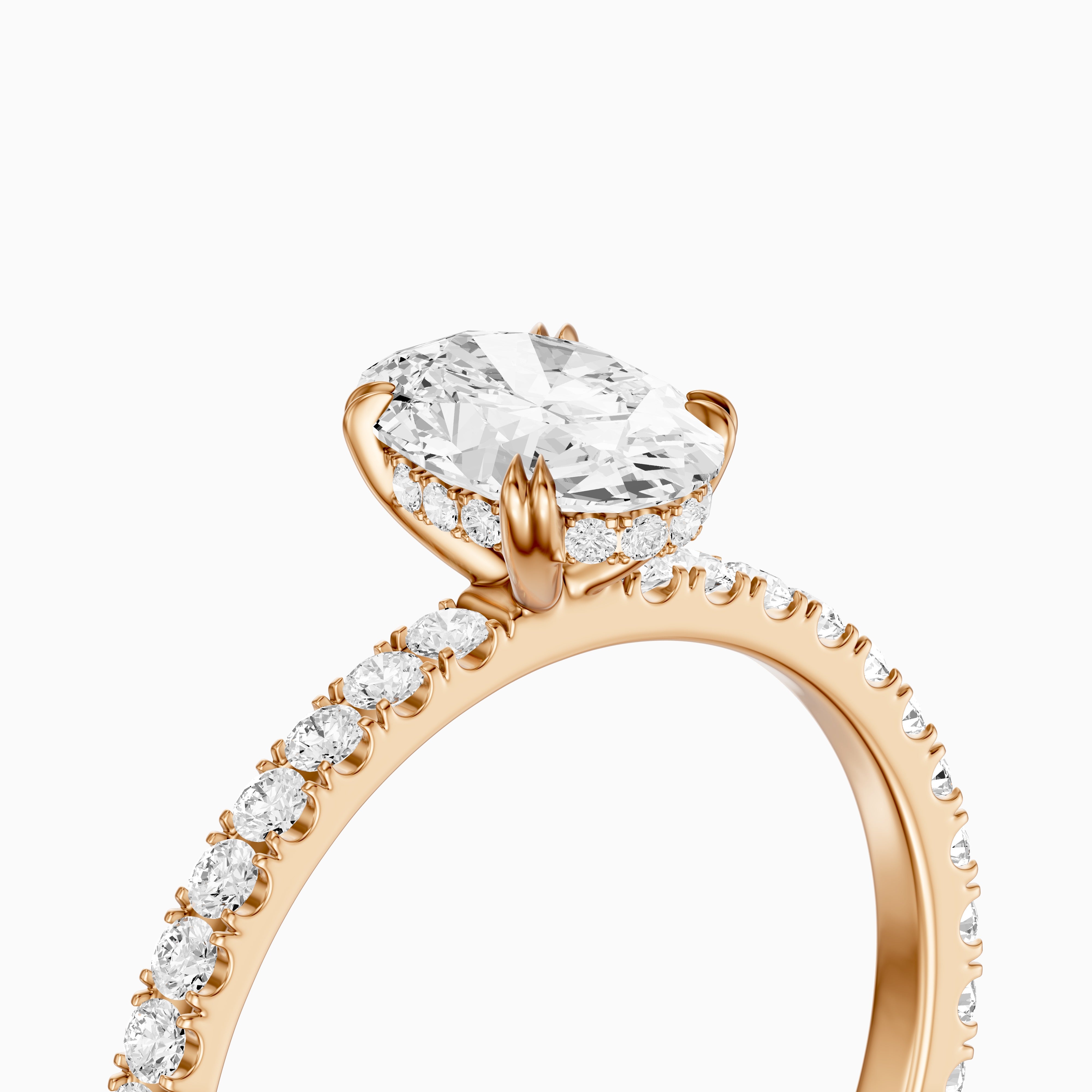 Kate Oval Hidden Halo Pavé Band Moissanite Diamond Ring