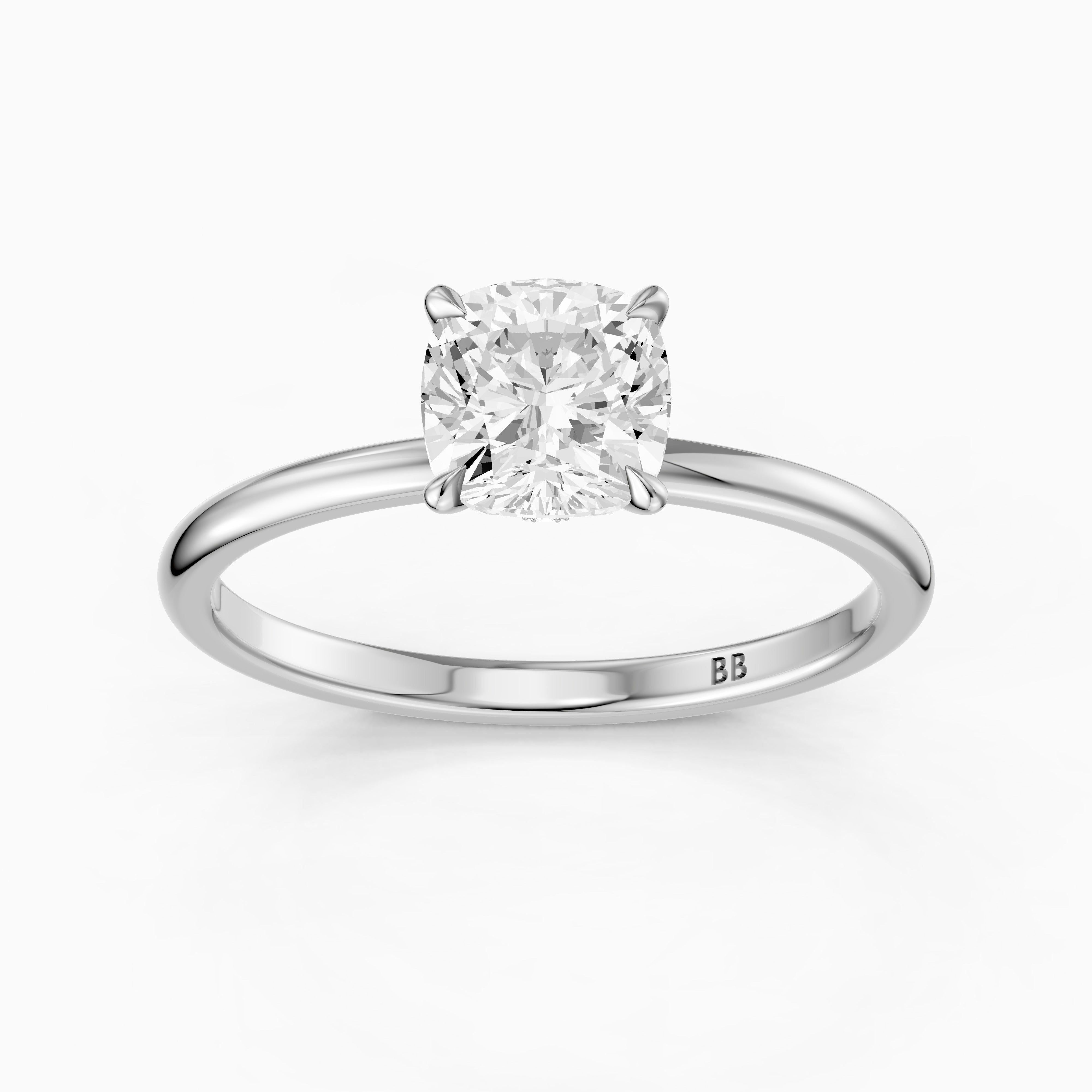 Kerry Cushion Hidden Halo Moissanite Diamond Engagement Ring