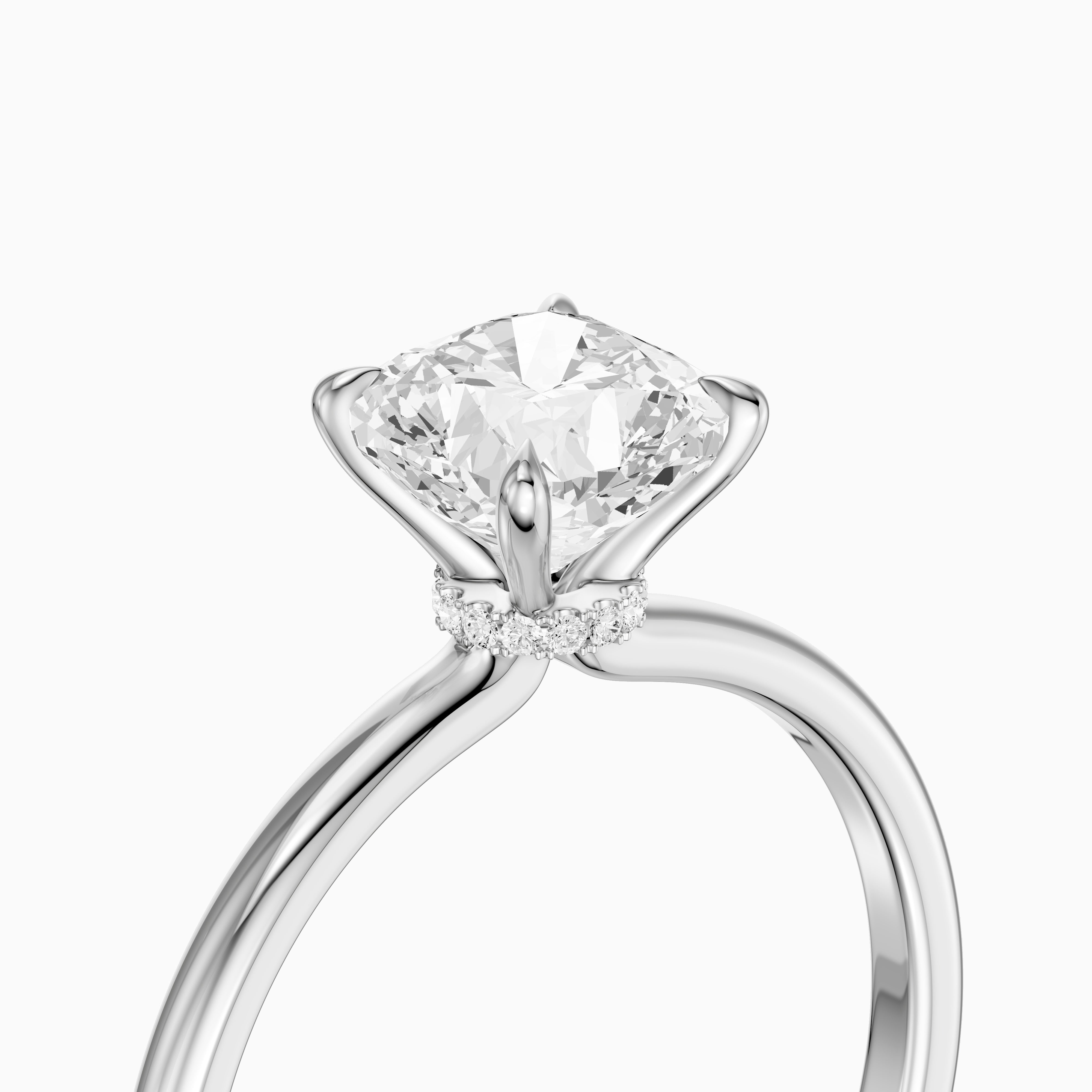 Kerry Cushion Hidden Halo Moissanite Diamond Engagement Ring