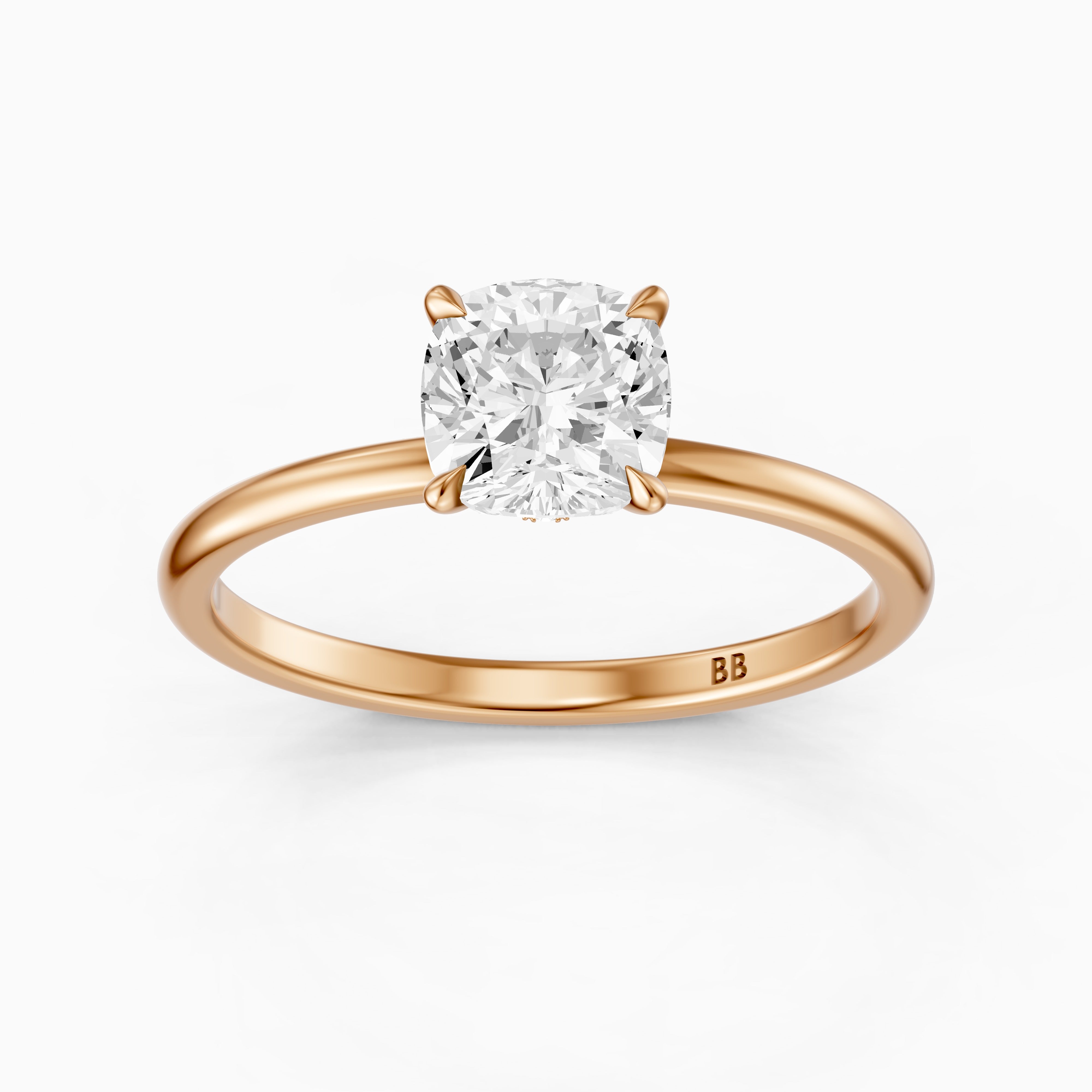 Kerry Cushion Hidden Halo Moissanite Diamond Engagement Ring