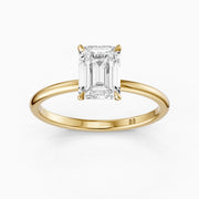Edie Hidden Halo Emerald Cut Moissanite Diamond Engagement Ring