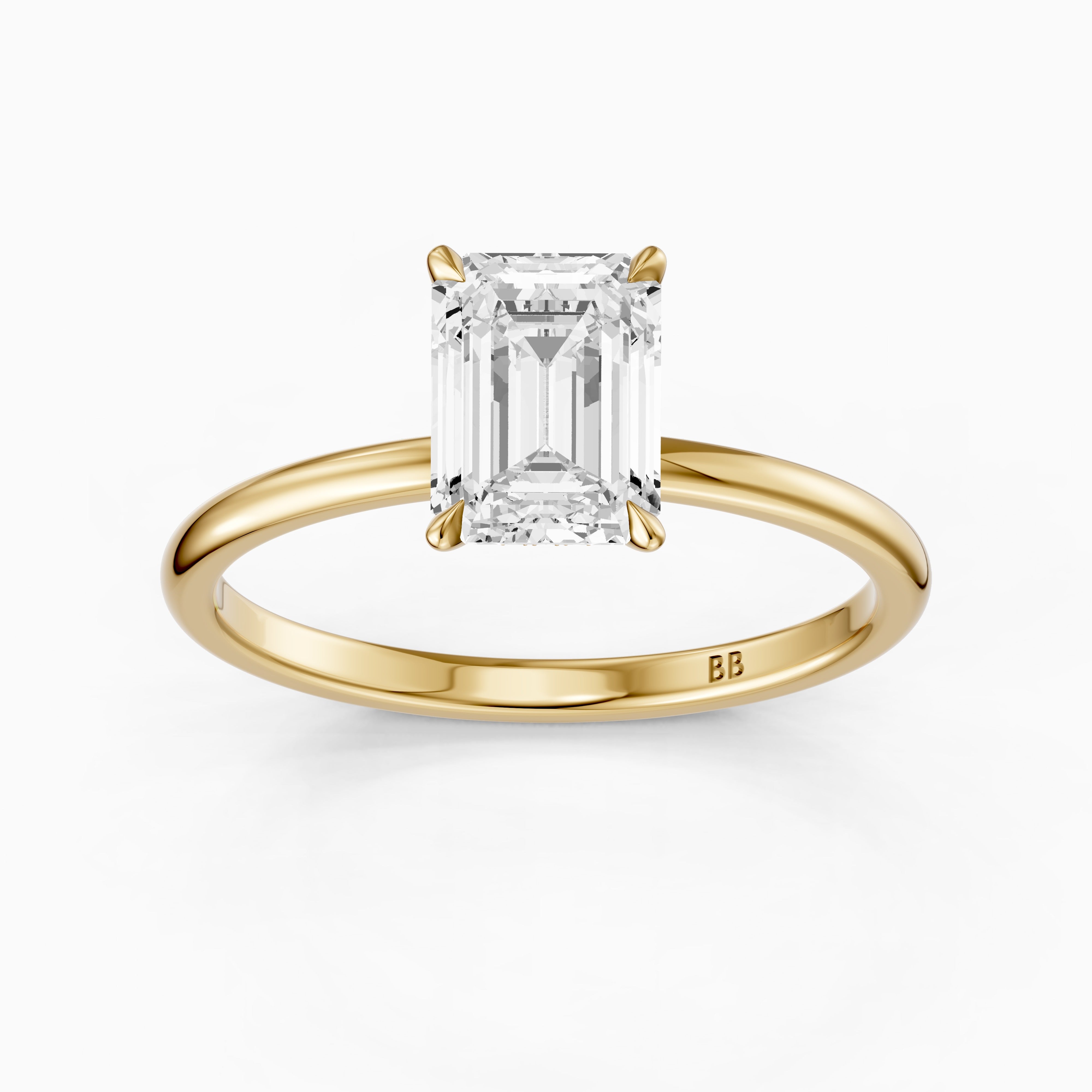 Edie Hidden Halo Emerald Cut Moissanite Diamond Engagement Ring