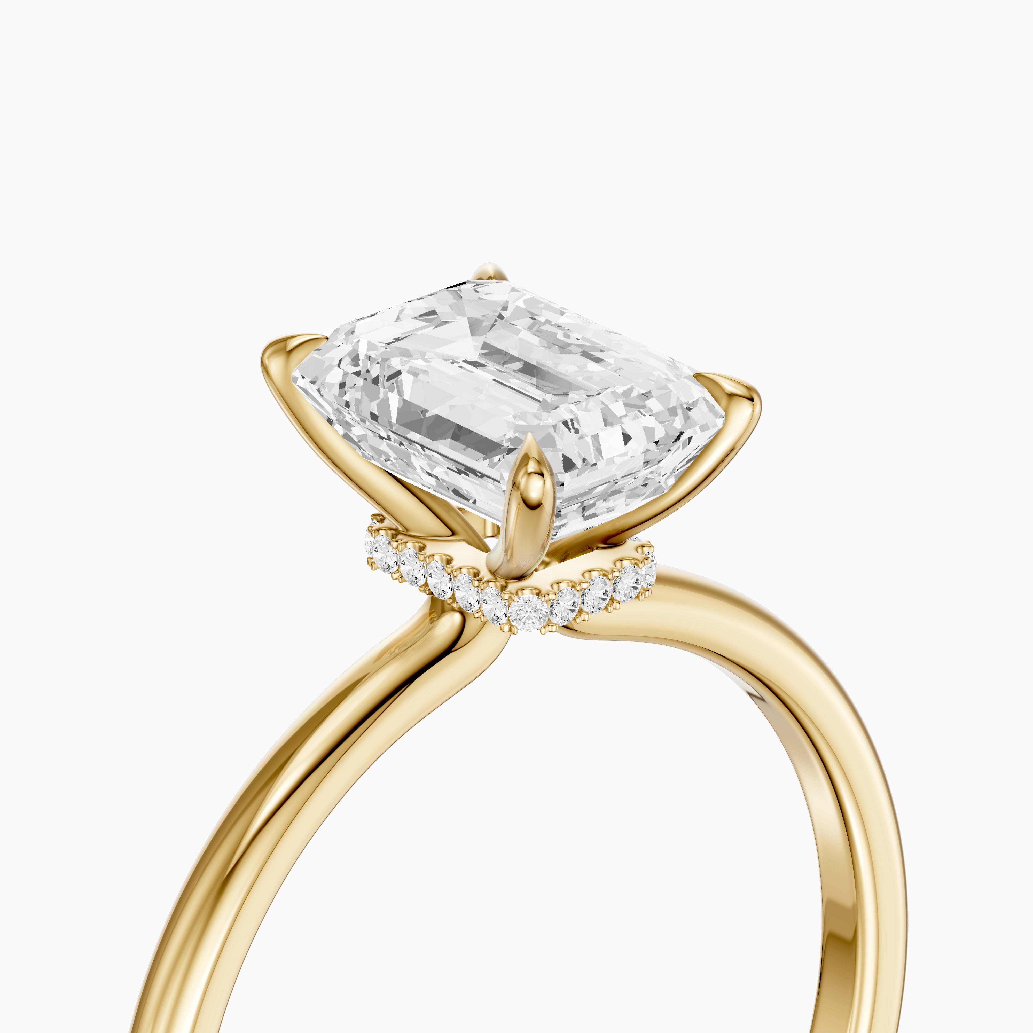 Edie Hidden Halo Emerald Cut Moissanite Diamond Engagement Ring