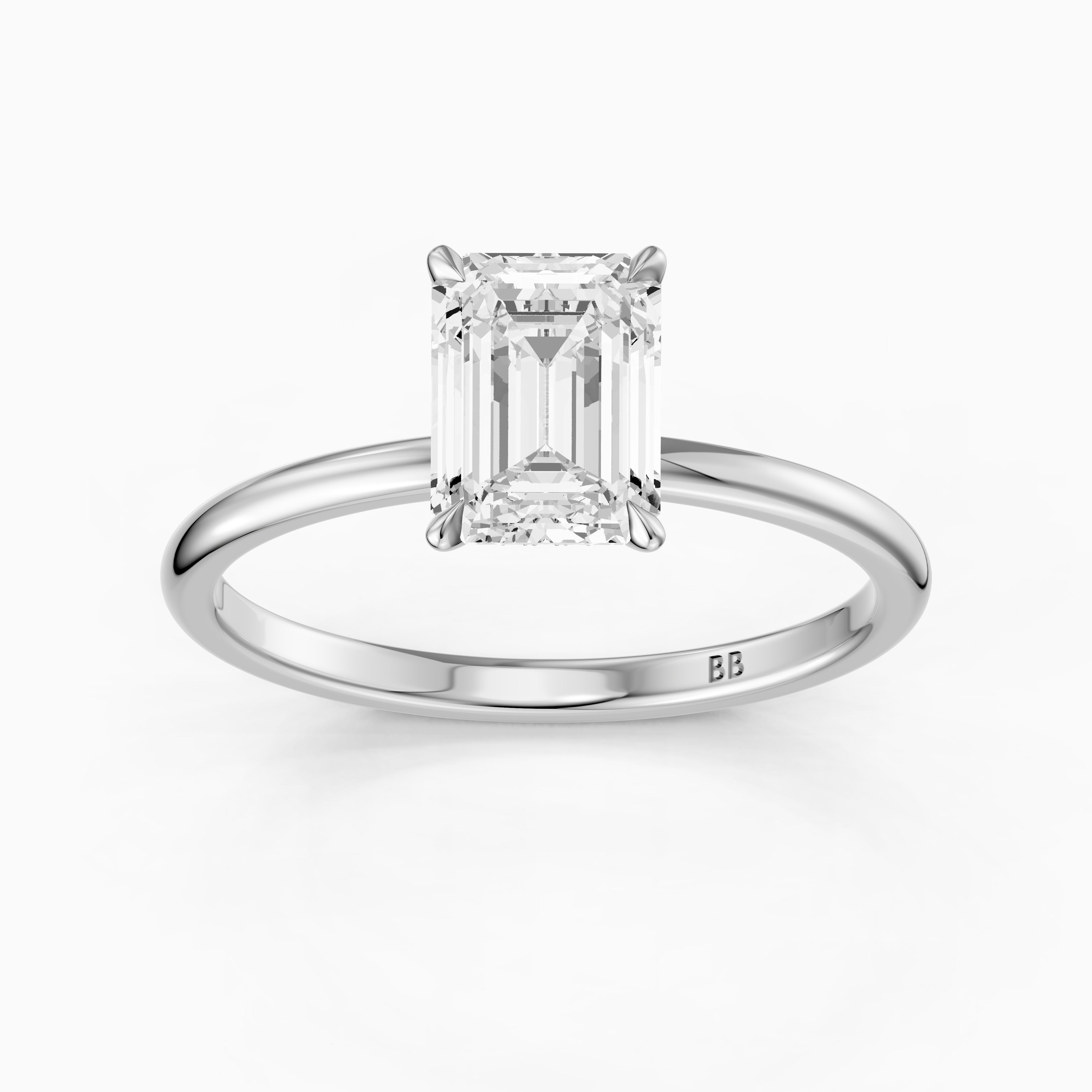 Edie Hidden Halo Emerald Cut Moissanite Diamond Engagement Ring