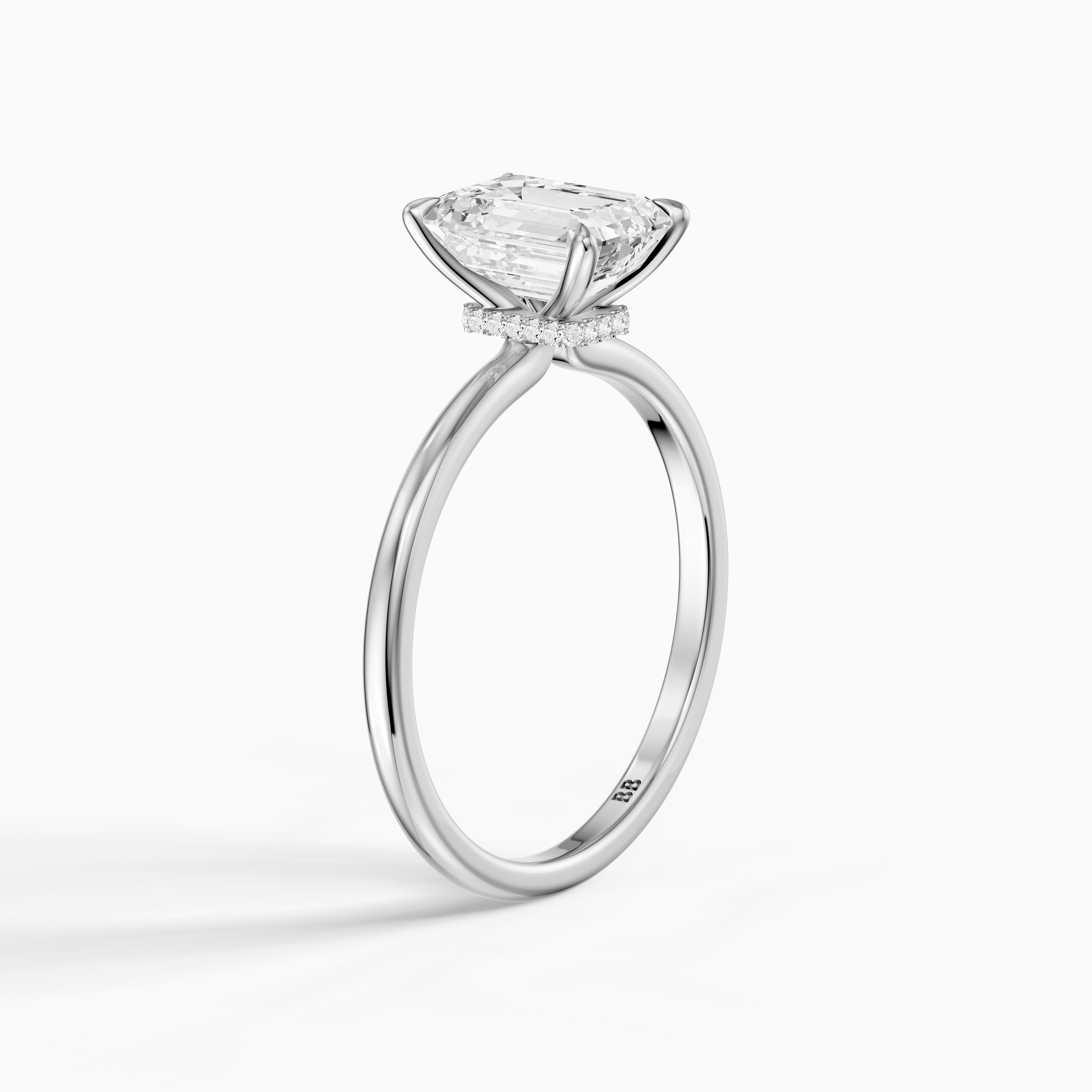 Edie Hidden Halo Emerald Cut Moissanite Diamond Engagement Ring