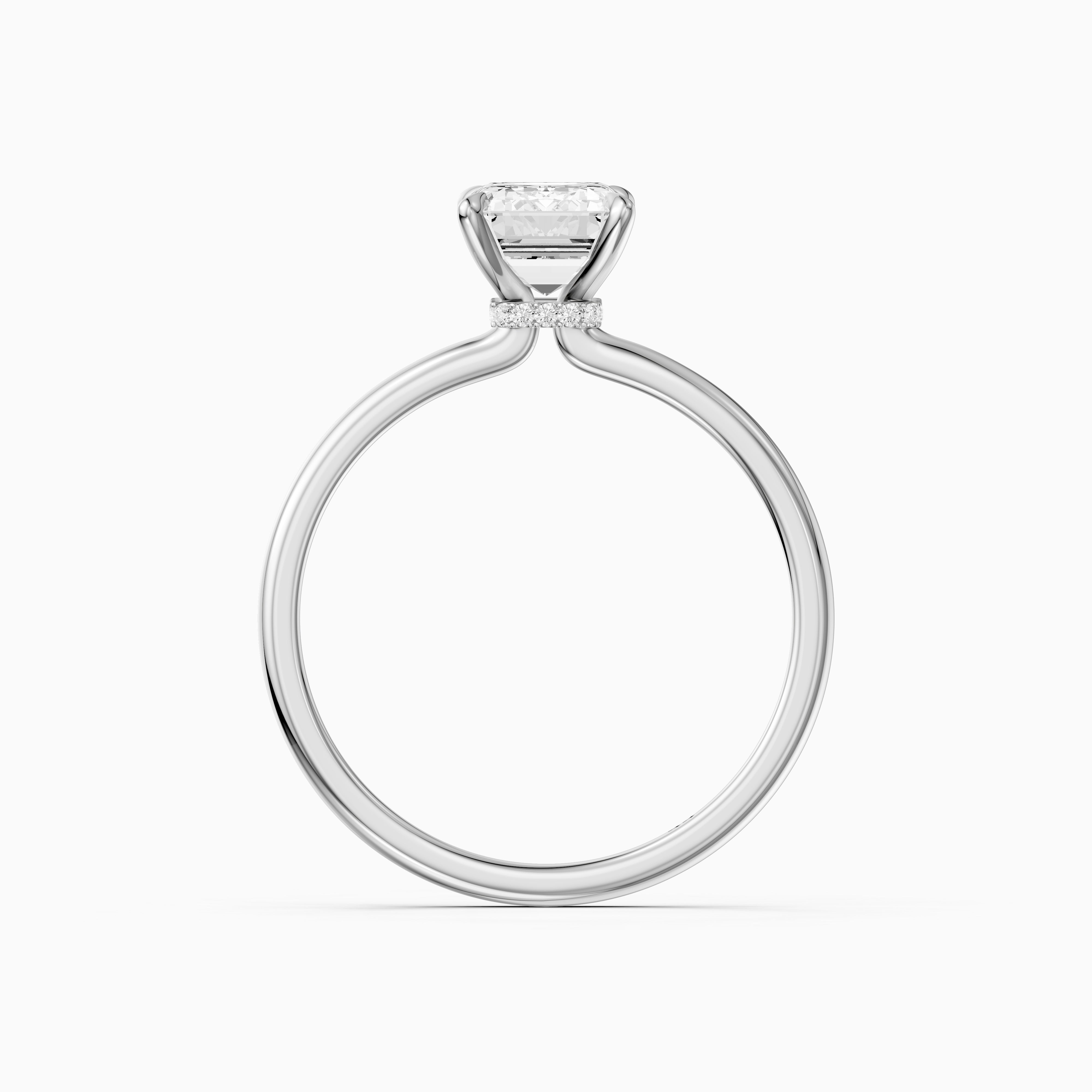 Edie Hidden Halo Emerald Cut Moissanite Diamond Engagement Ring