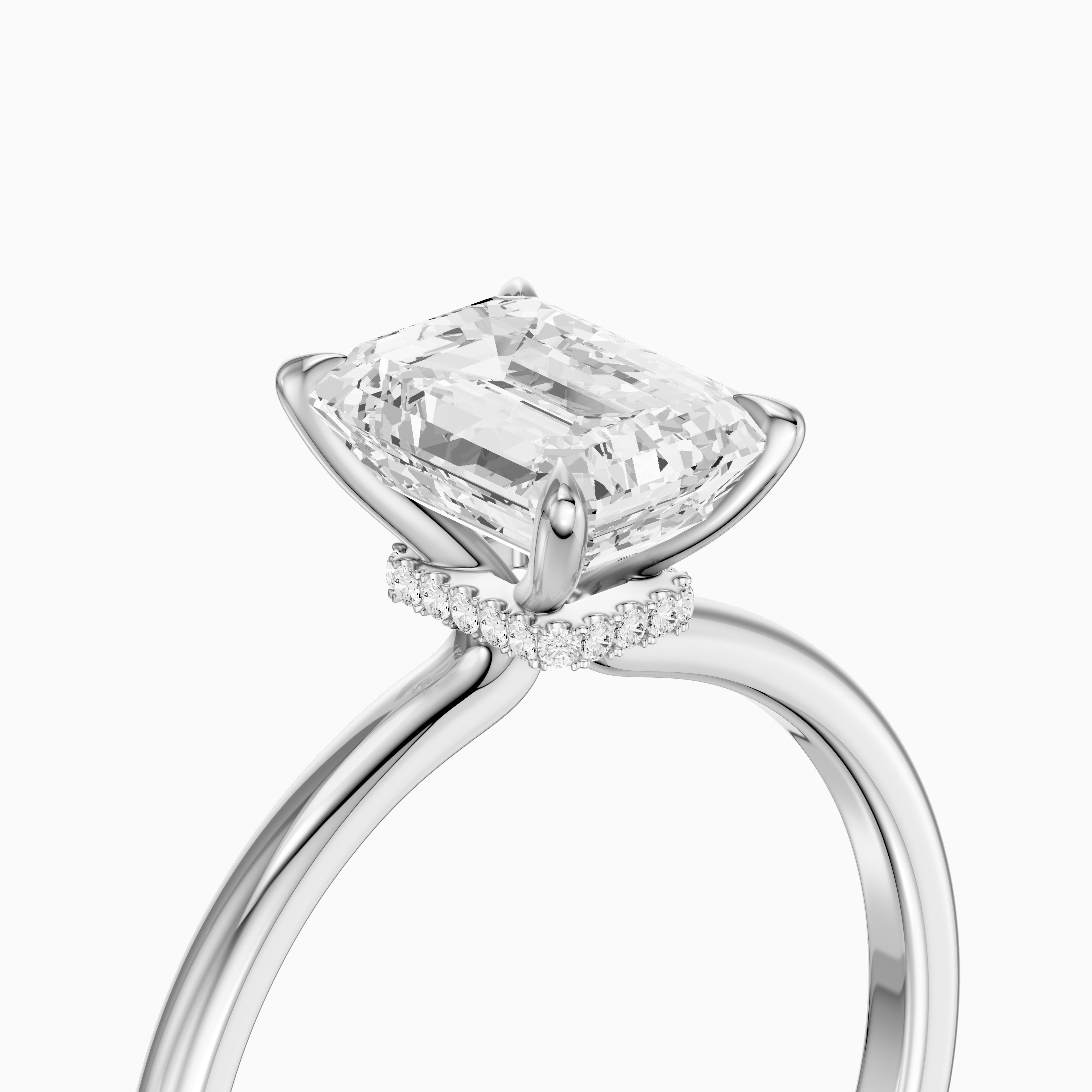 Edie Hidden Halo Emerald Cut Moissanite Diamond Engagement Ring