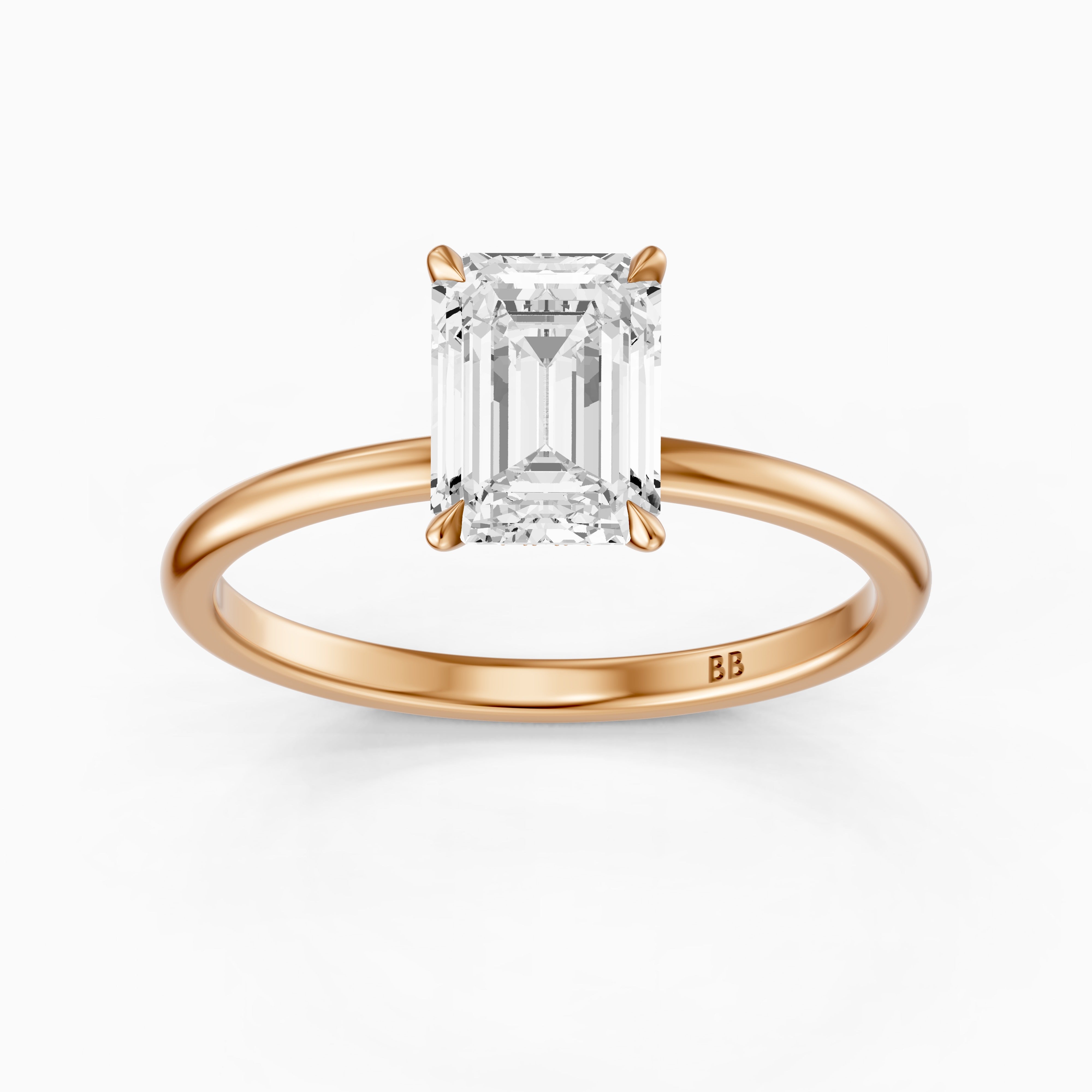 Edie Hidden Halo Emerald Cut Moissanite Diamond Engagement Ring