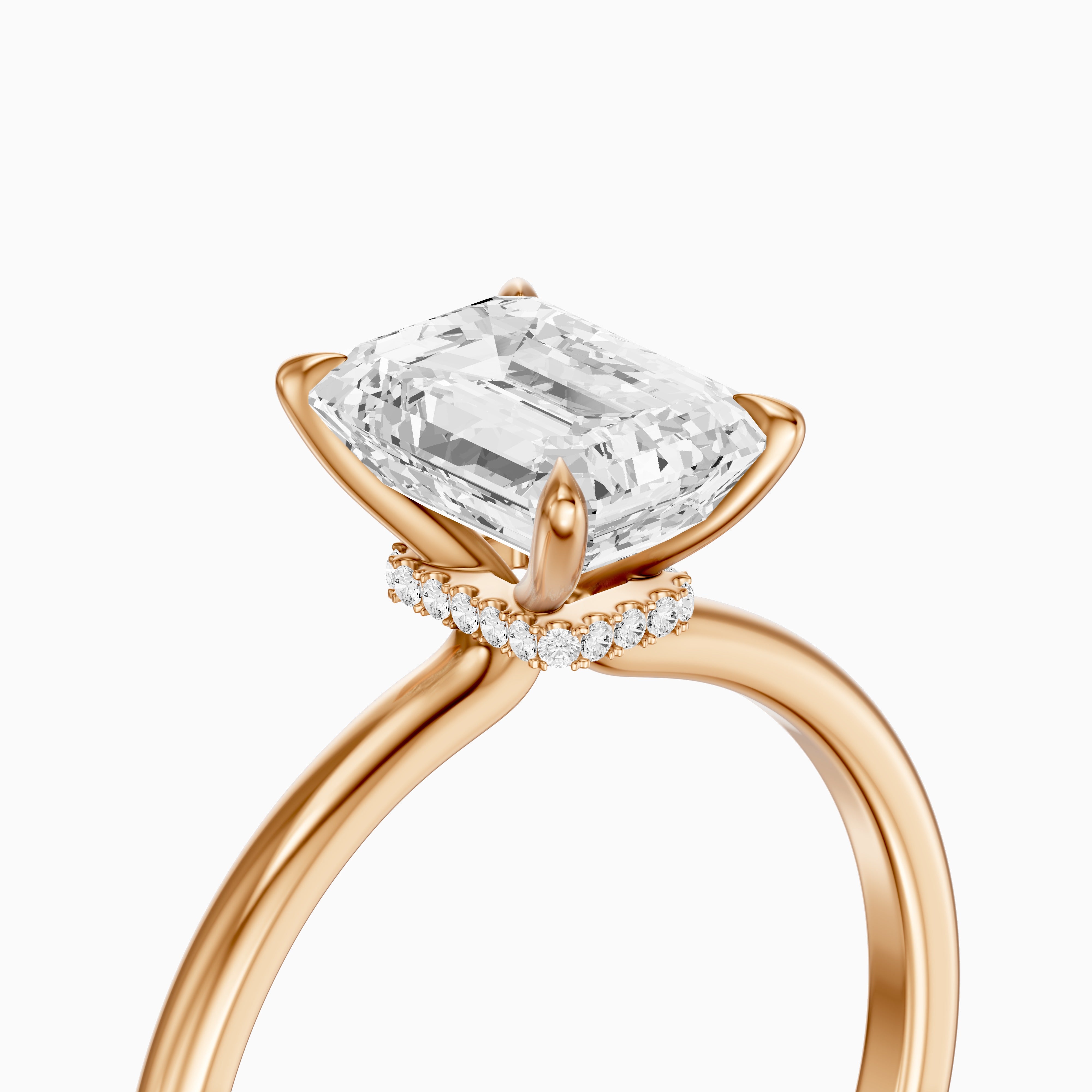 Edie Hidden Halo Emerald Cut Moissanite Diamond Engagement Ring