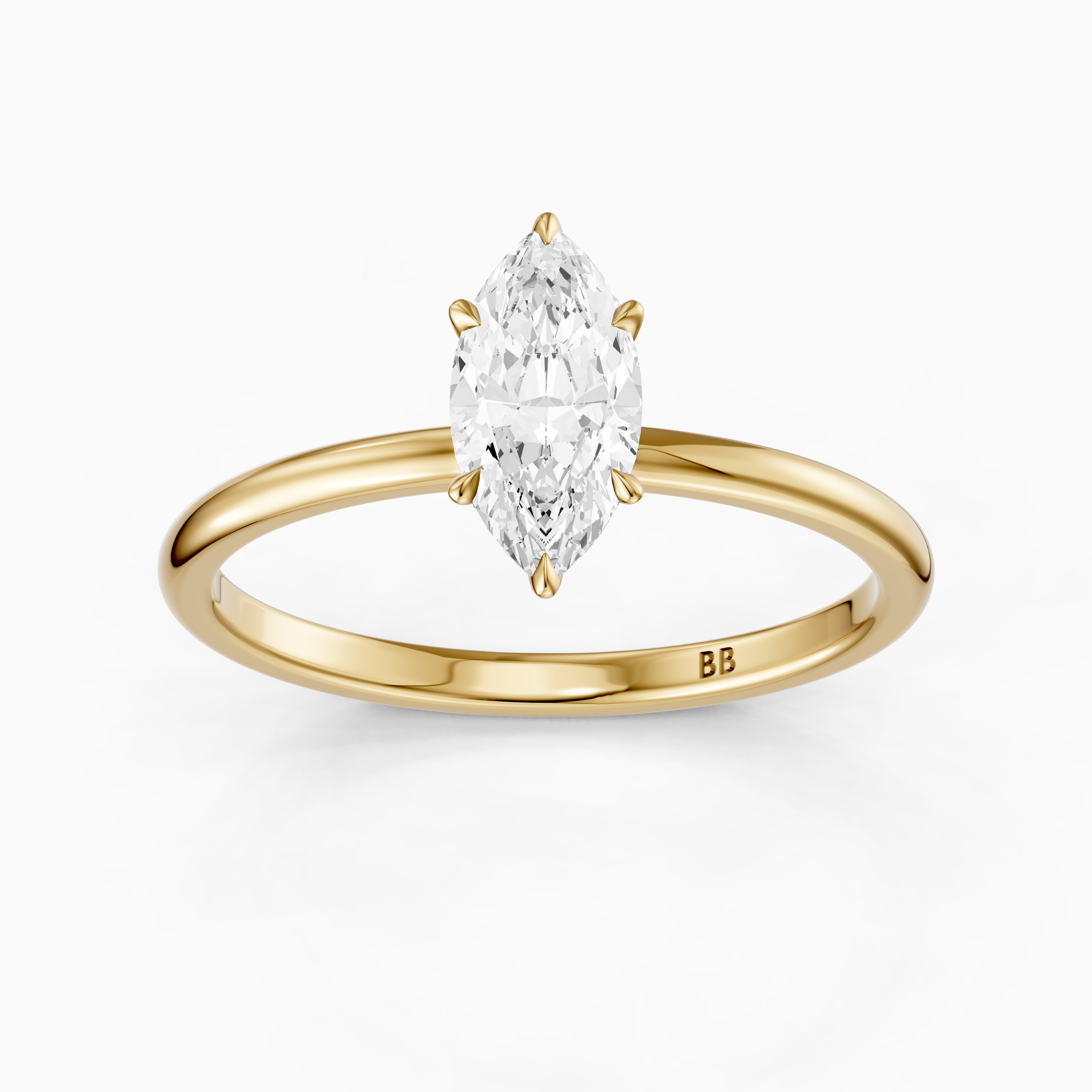 Sasha Marquise Hidden Halo Moissanite Diamond Ring