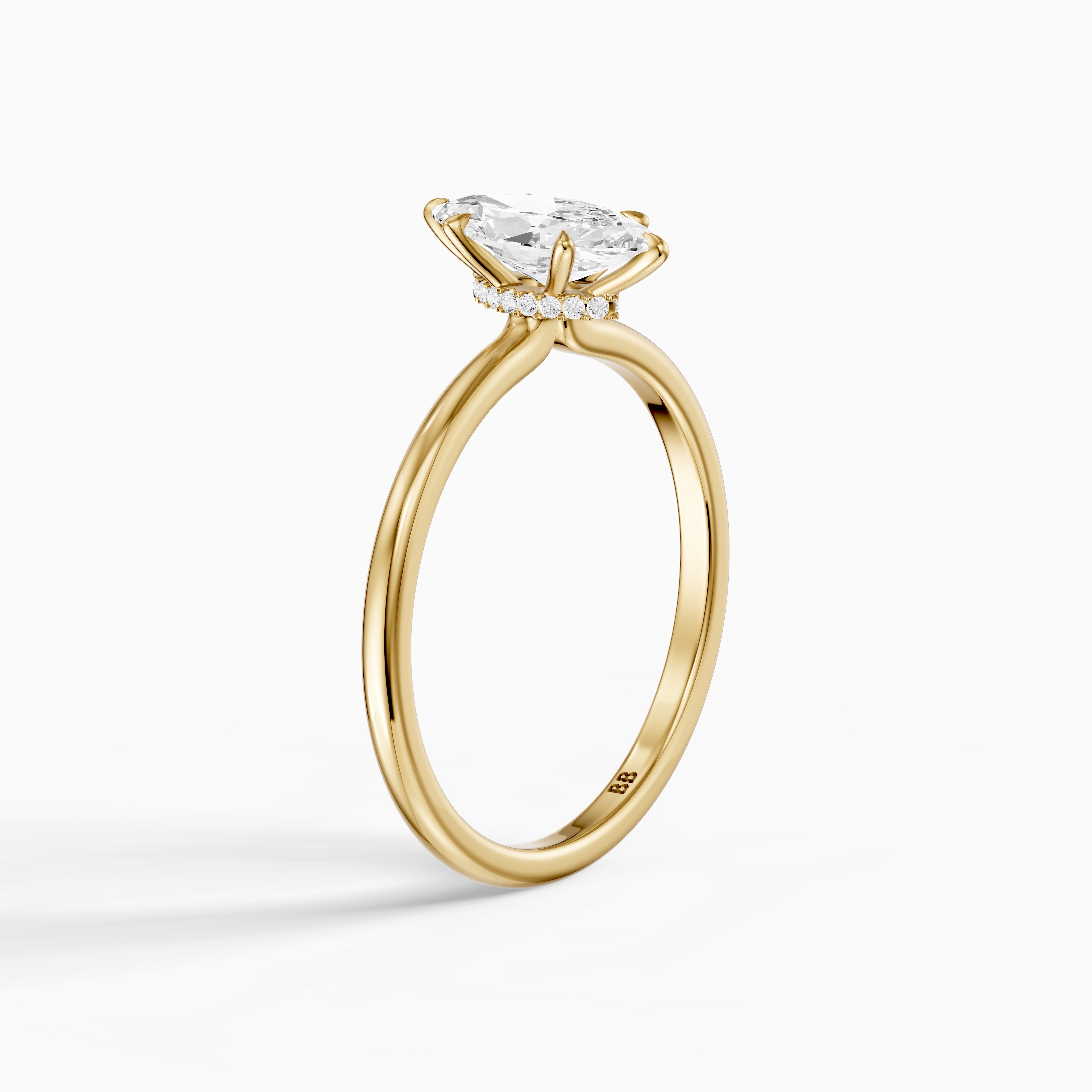 Sasha Marquise Hidden Halo Moissanite Diamond Ring