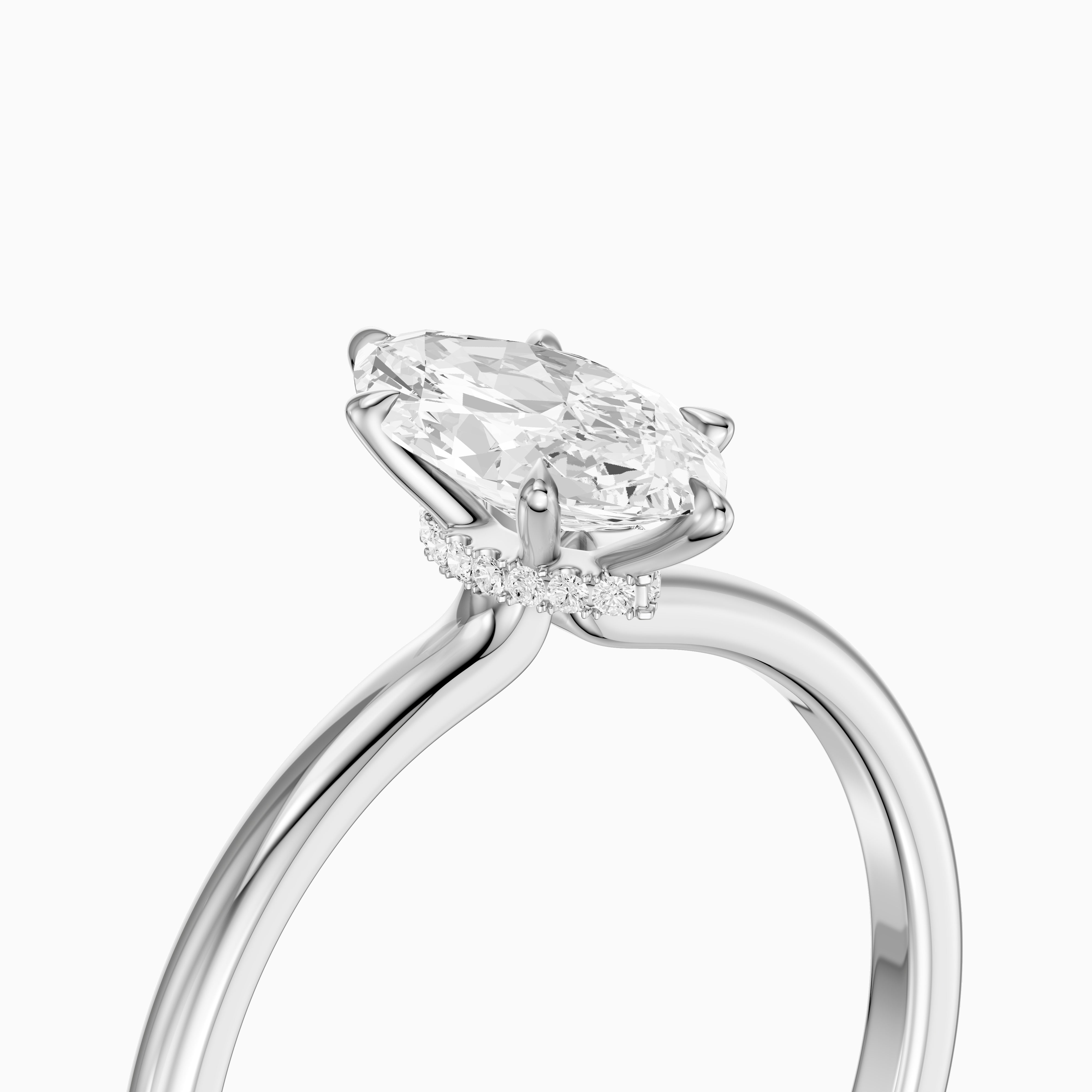 Sasha Marquise Hidden Halo Moissanite Diamond Ring