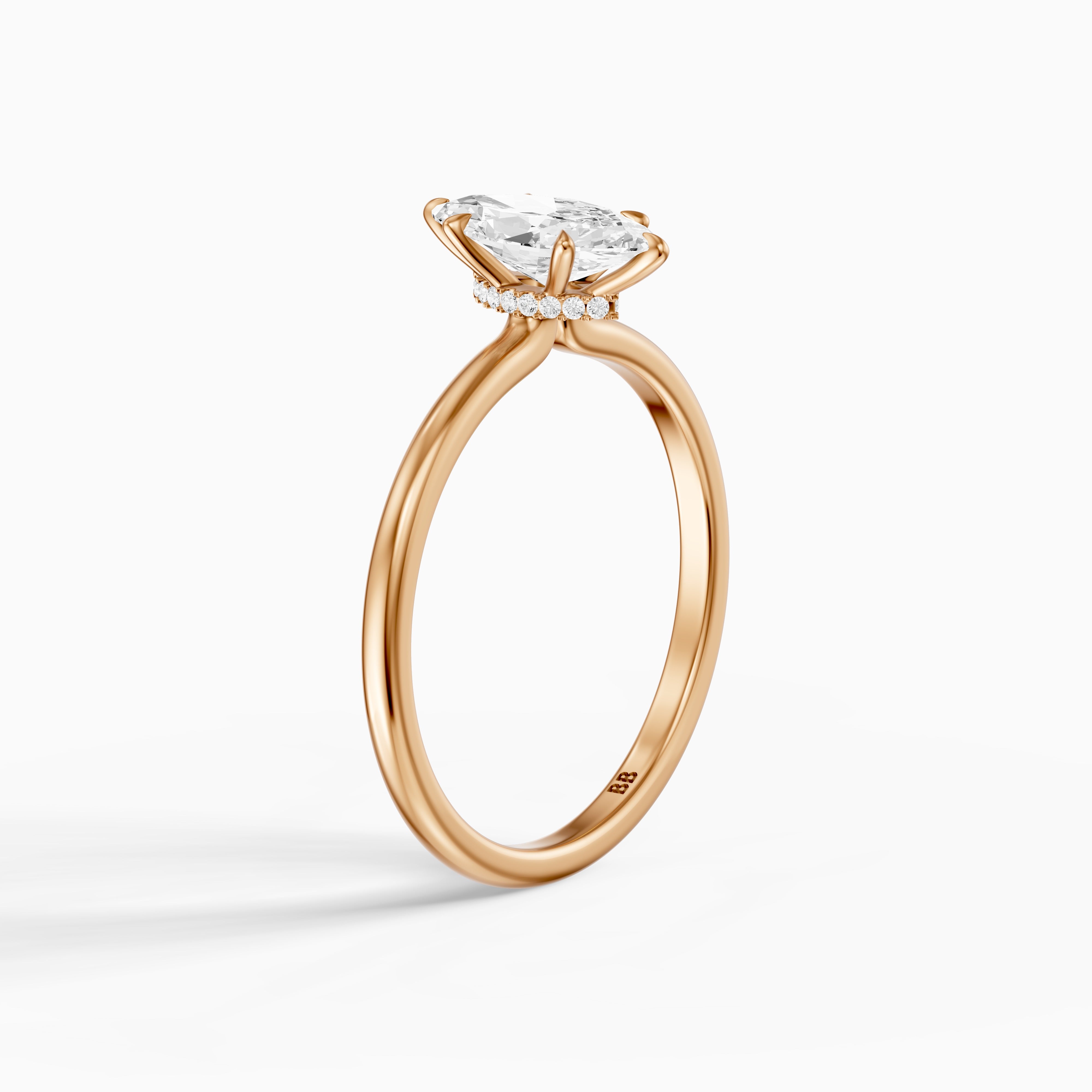 Sasha Marquise Hidden Halo Moissanite Diamond Ring