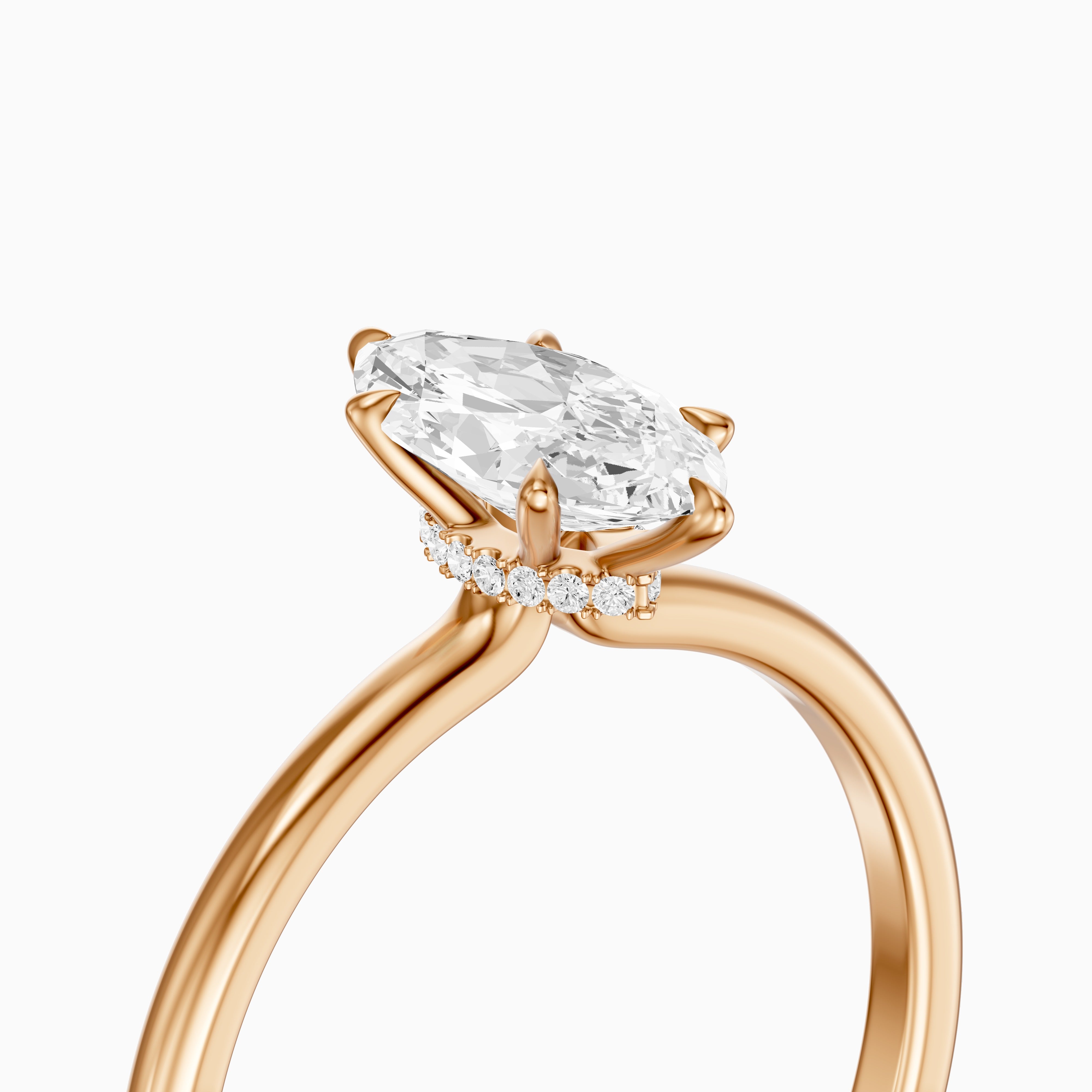Sasha Marquise Hidden Halo Moissanite Diamond Ring