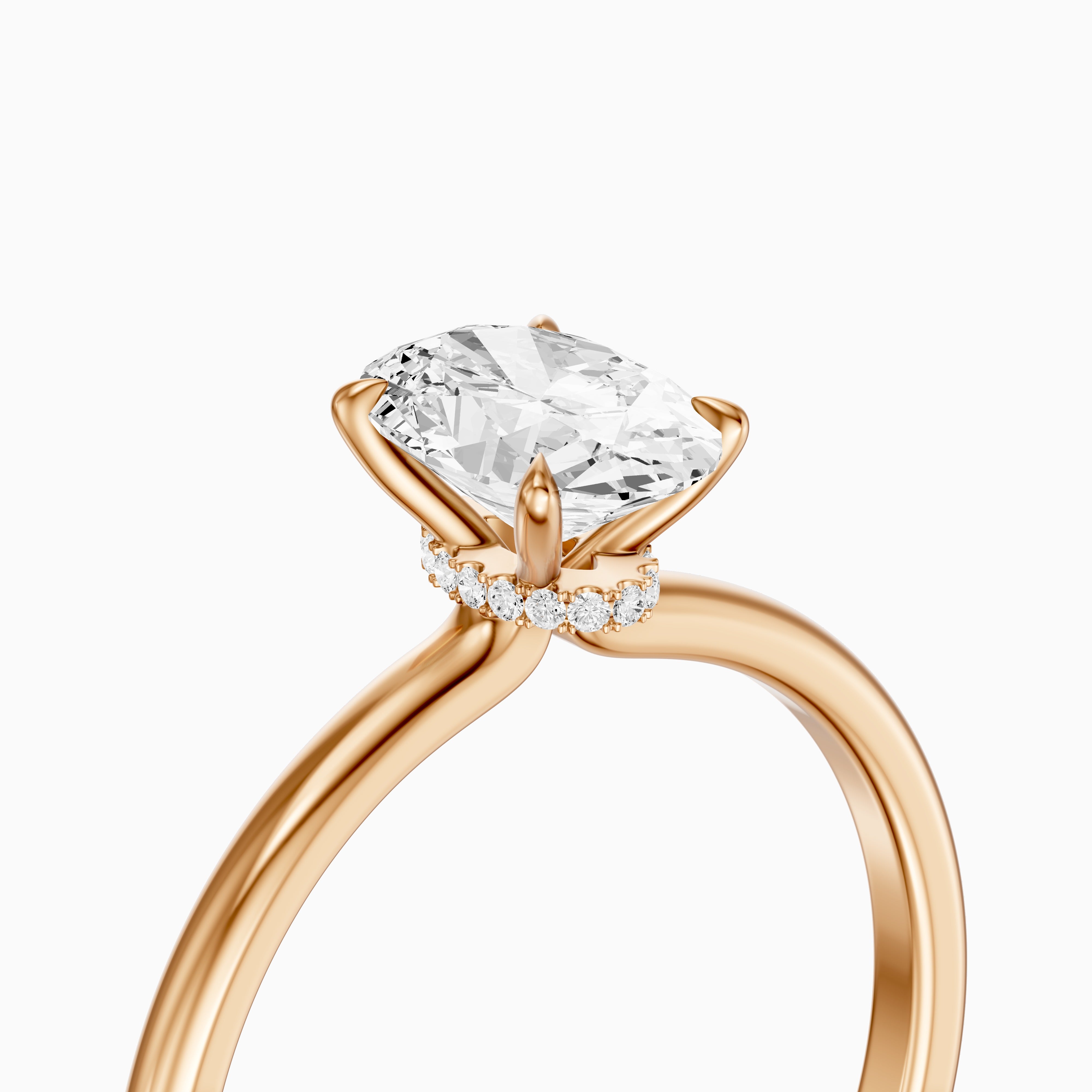 Julie Oval Hidden Halo Moissanite Diamond Engagement Ring